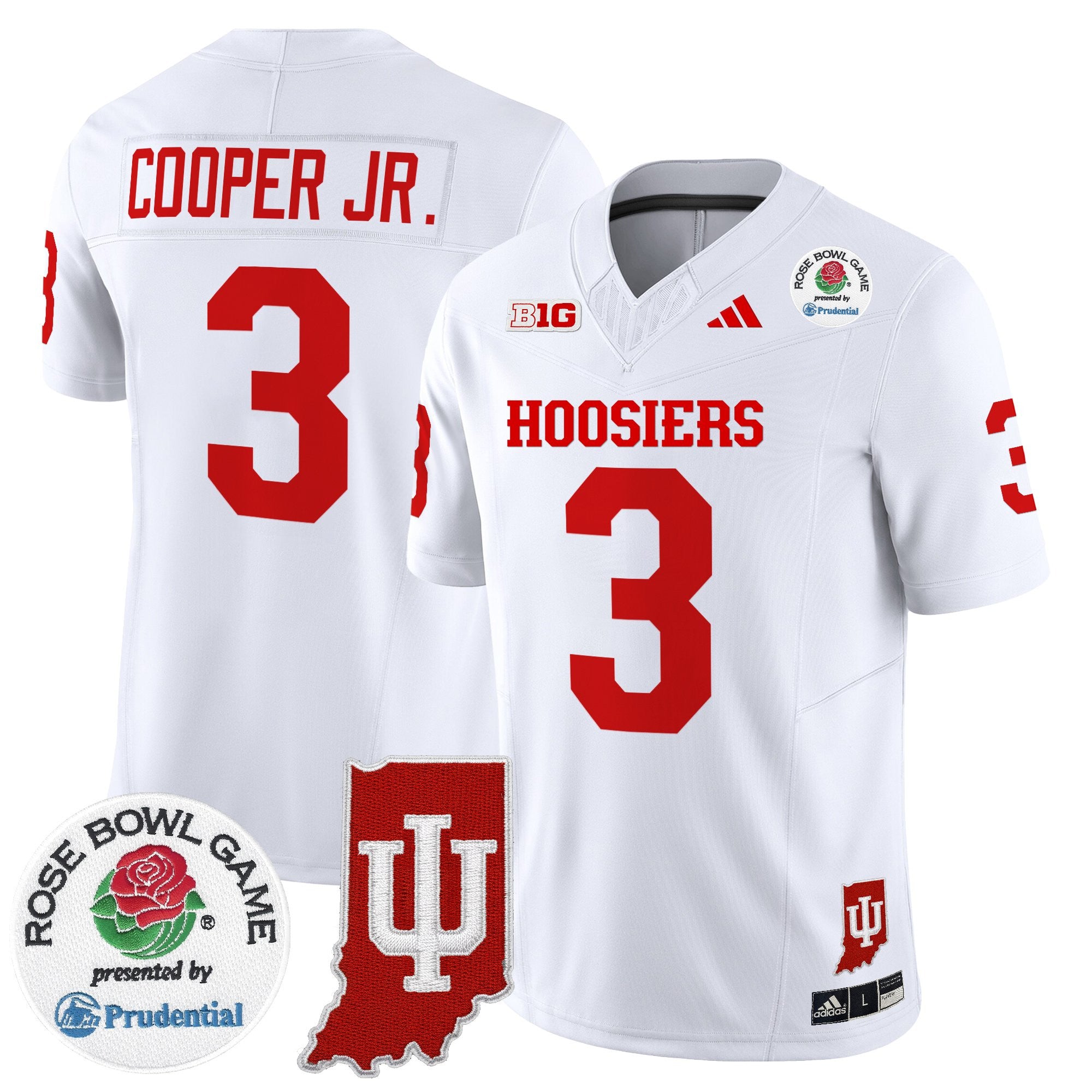 Men's Indiana Hoosiers 2025 Rose Bowl & Indiana State Patch Vapor Limited Jersey - All Stitched
