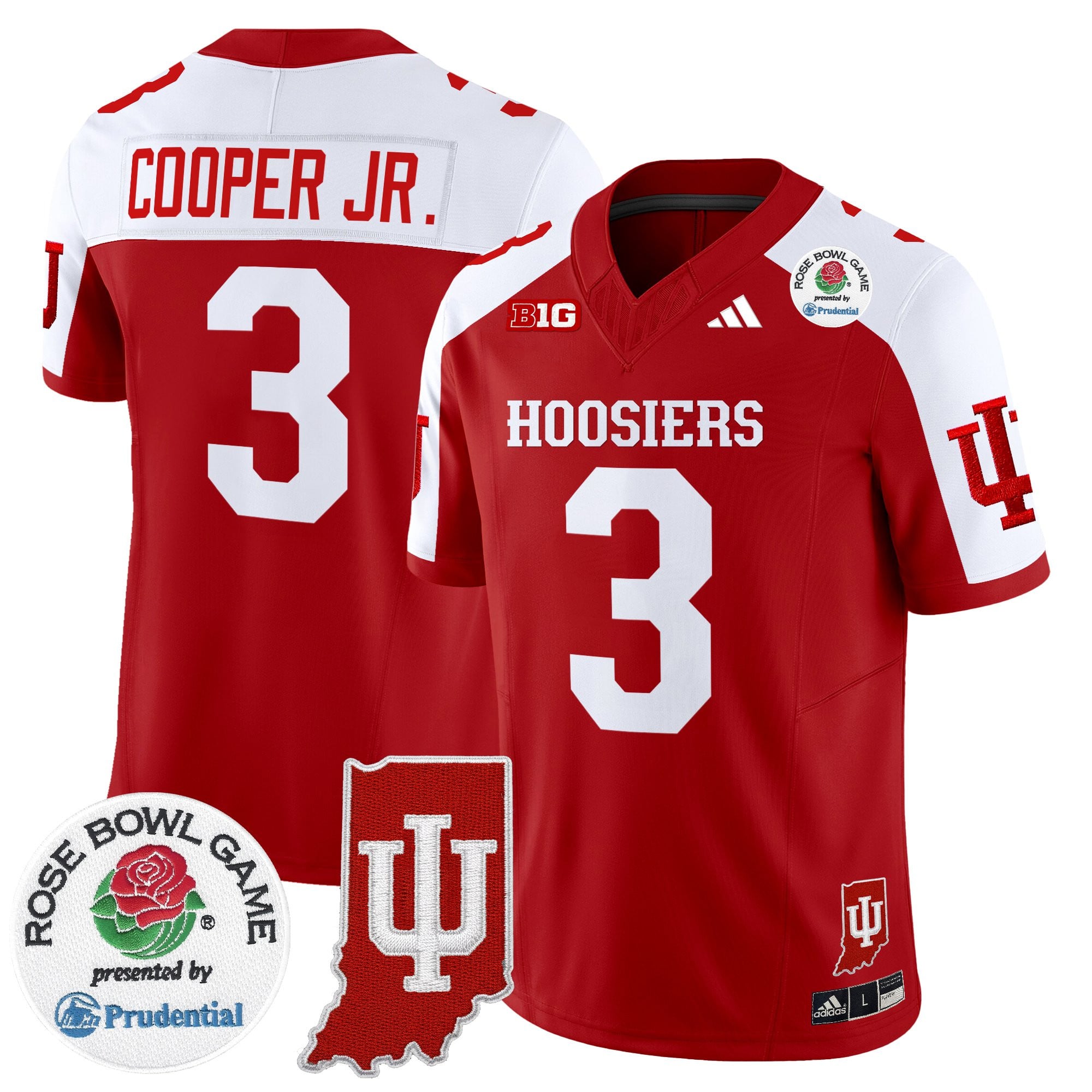 Men's Indiana Hoosiers 2025 Rose Bowl & Indiana State Patch Vapor Limited Jersey - All Stitched