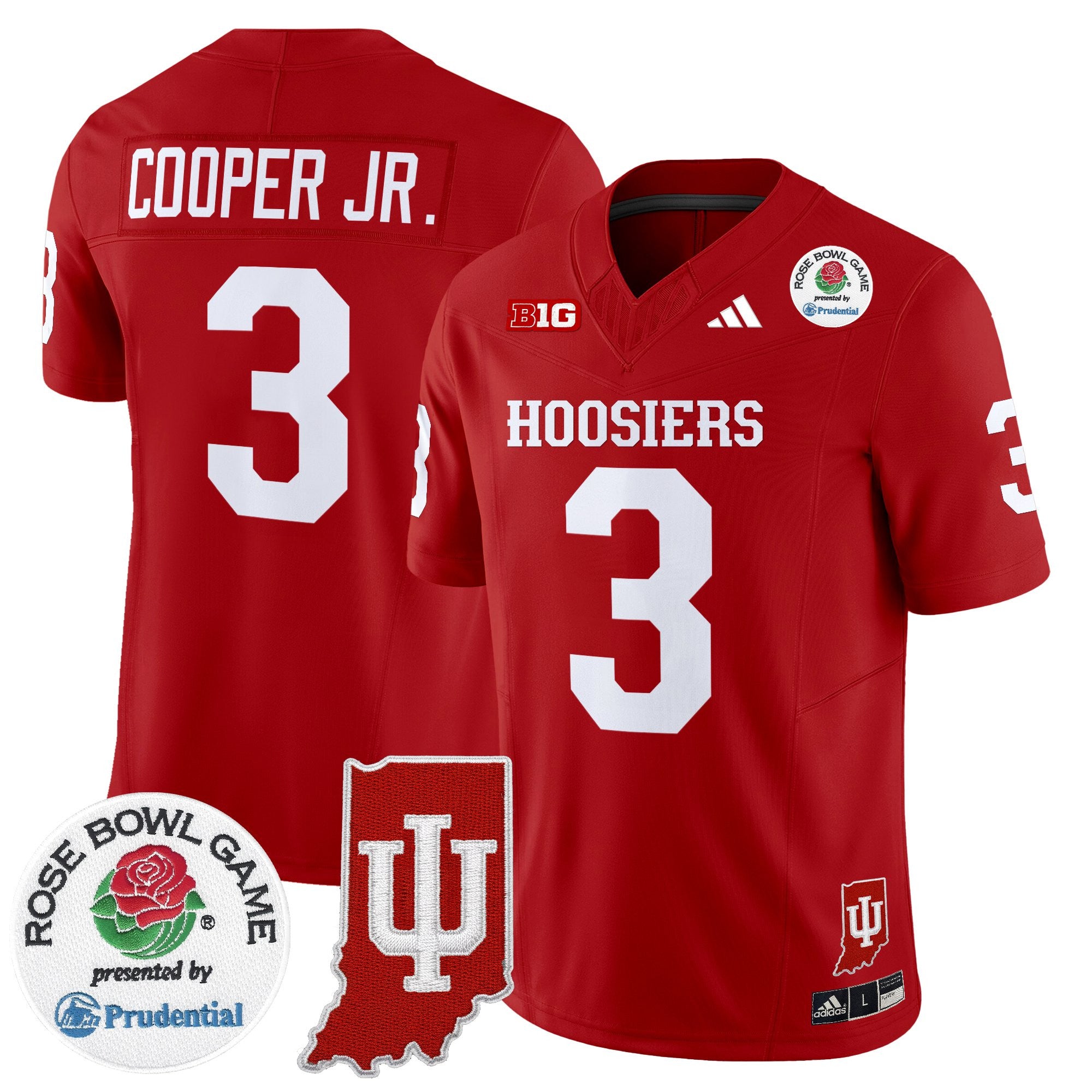 Men's Indiana Hoosiers 2025 Rose Bowl & Indiana State Patch Vapor Limited Jersey - All Stitched