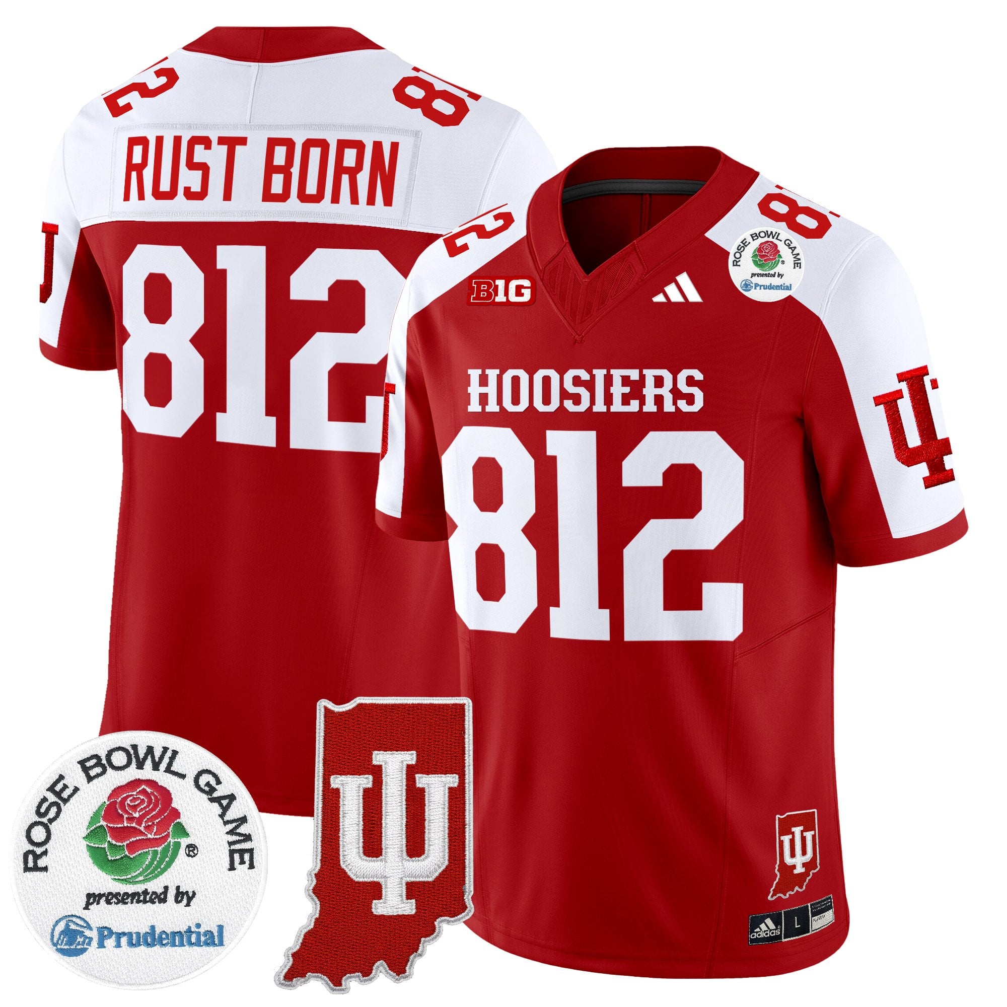 Men's Indiana Hoosiers 2025 Rose Bowl & Indiana State Patch Vapor Limited Jersey - All Stitched