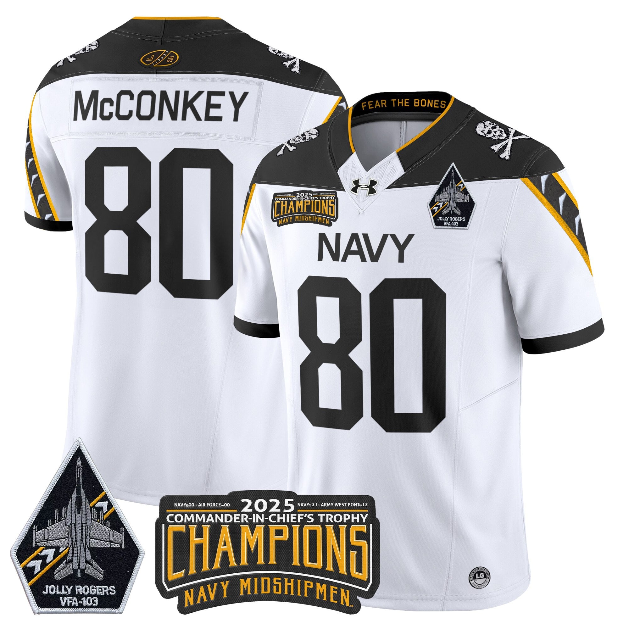 Men's Navy Midshipmen Jolly Rogers 2025 Commander-In-Chief's Trophy Champions Vapor Limited Jersey - All Stitched