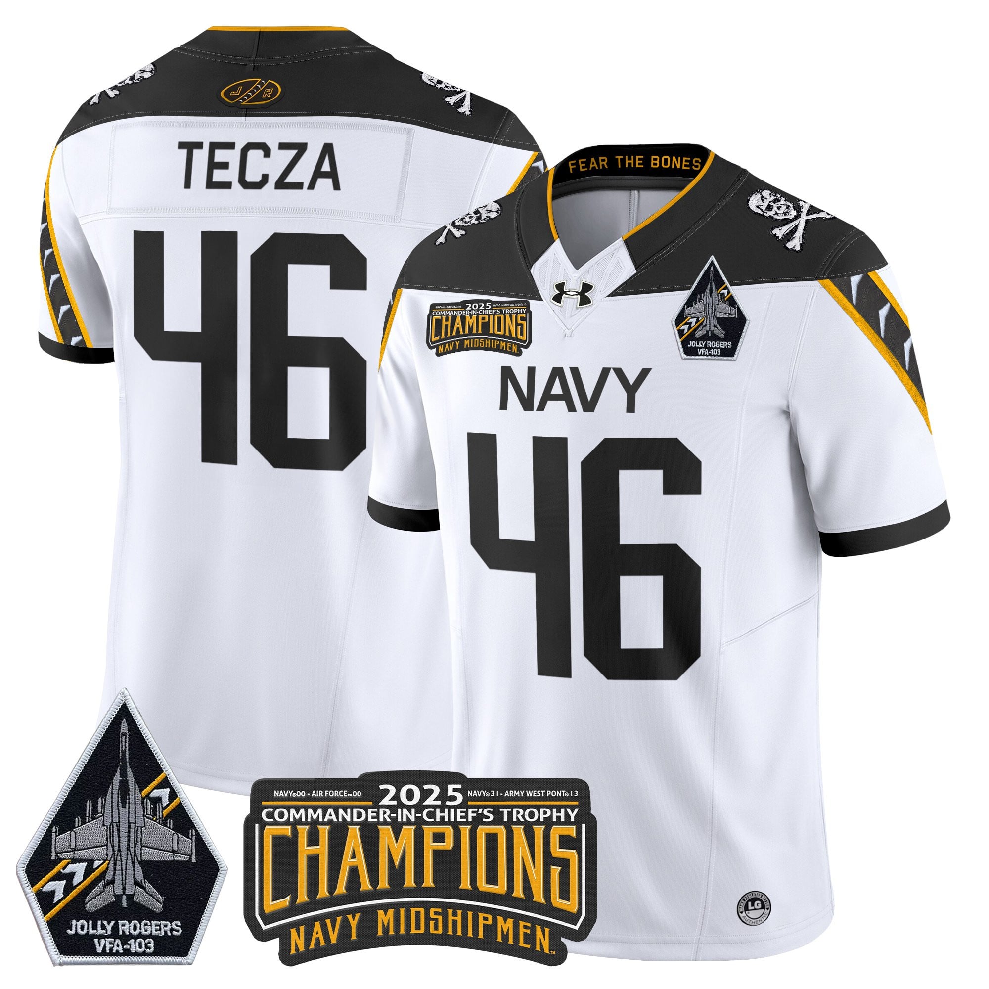Men's Navy Midshipmen Jolly Rogers 2025 Commander-In-Chief's Trophy Champions Vapor Limited Jersey - All Stitched