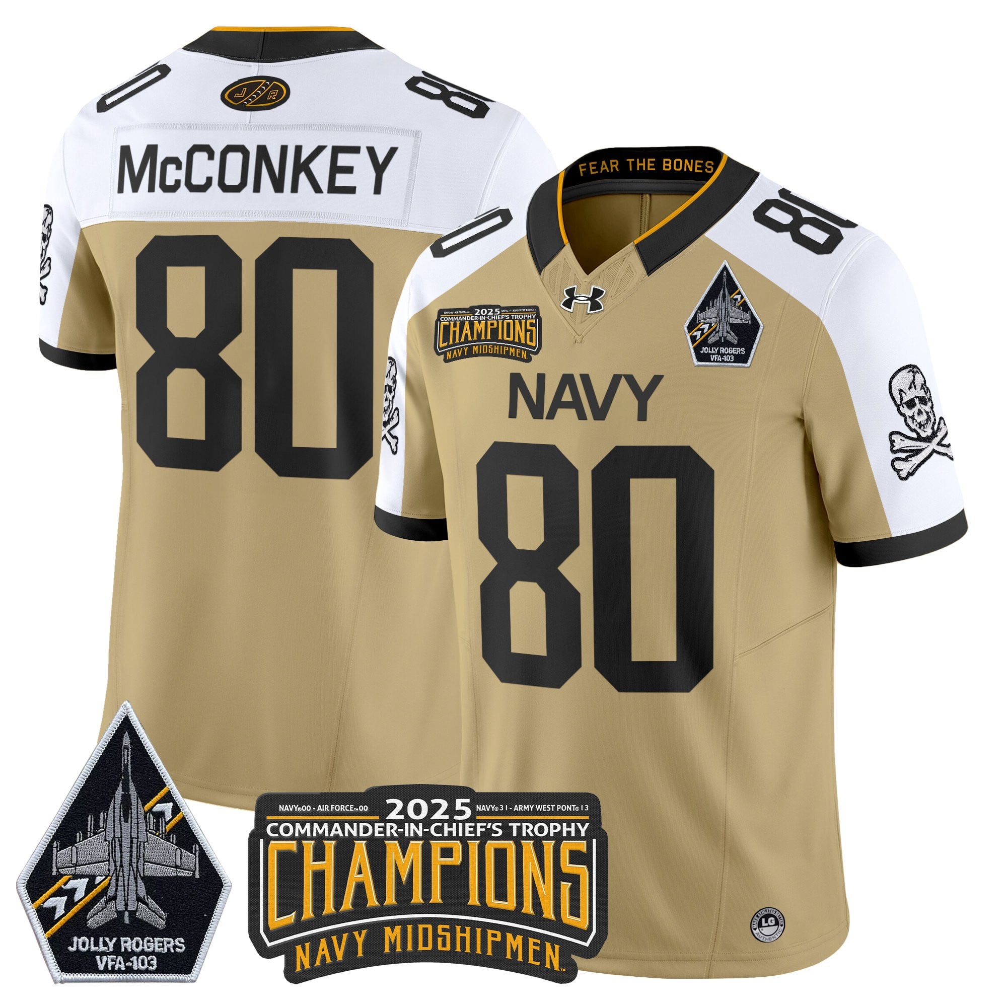 Men's Navy Midshipmen Jolly Rogers 2025 Commander-In-Chief's Trophy Champions Vapor Limited Jersey - All Stitched