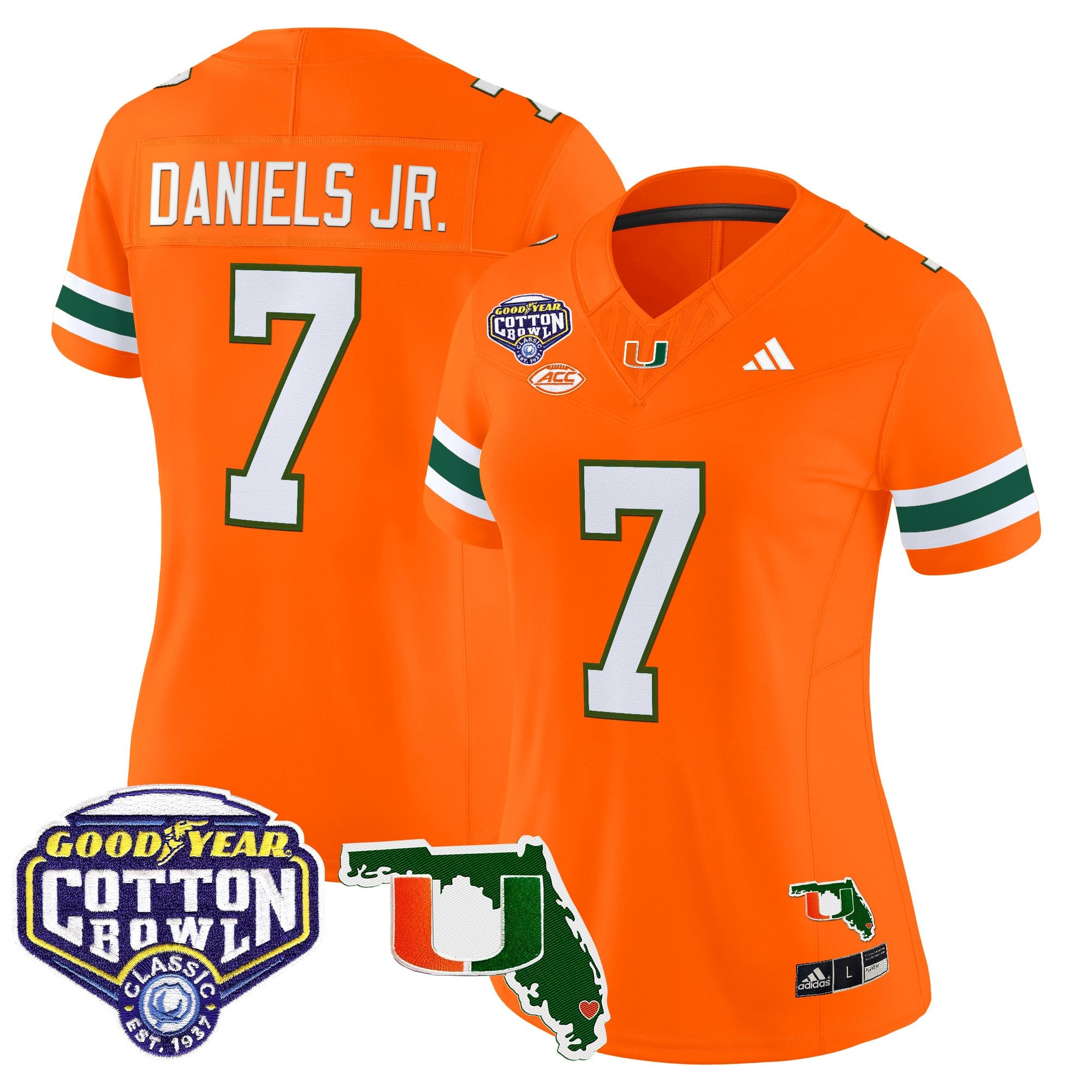 Women's Miami Hurricanes 2025 Cotton Bowl & Florida Patch Vapor Limited Jersey - All Stitched