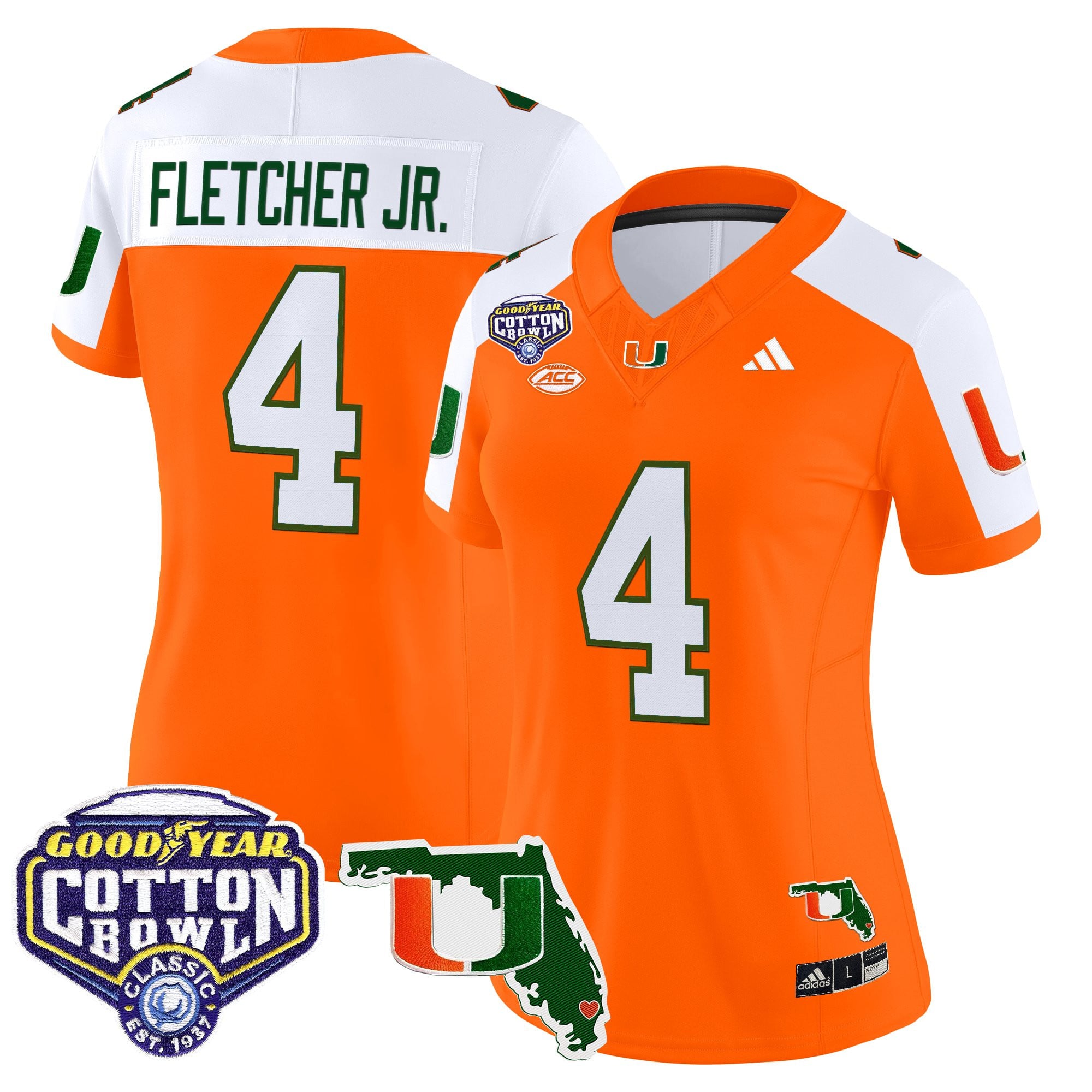 Women's Miami Hurricanes 2025 Cotton Bowl & Florida Patch Vapor Limited Jersey - All Stitched