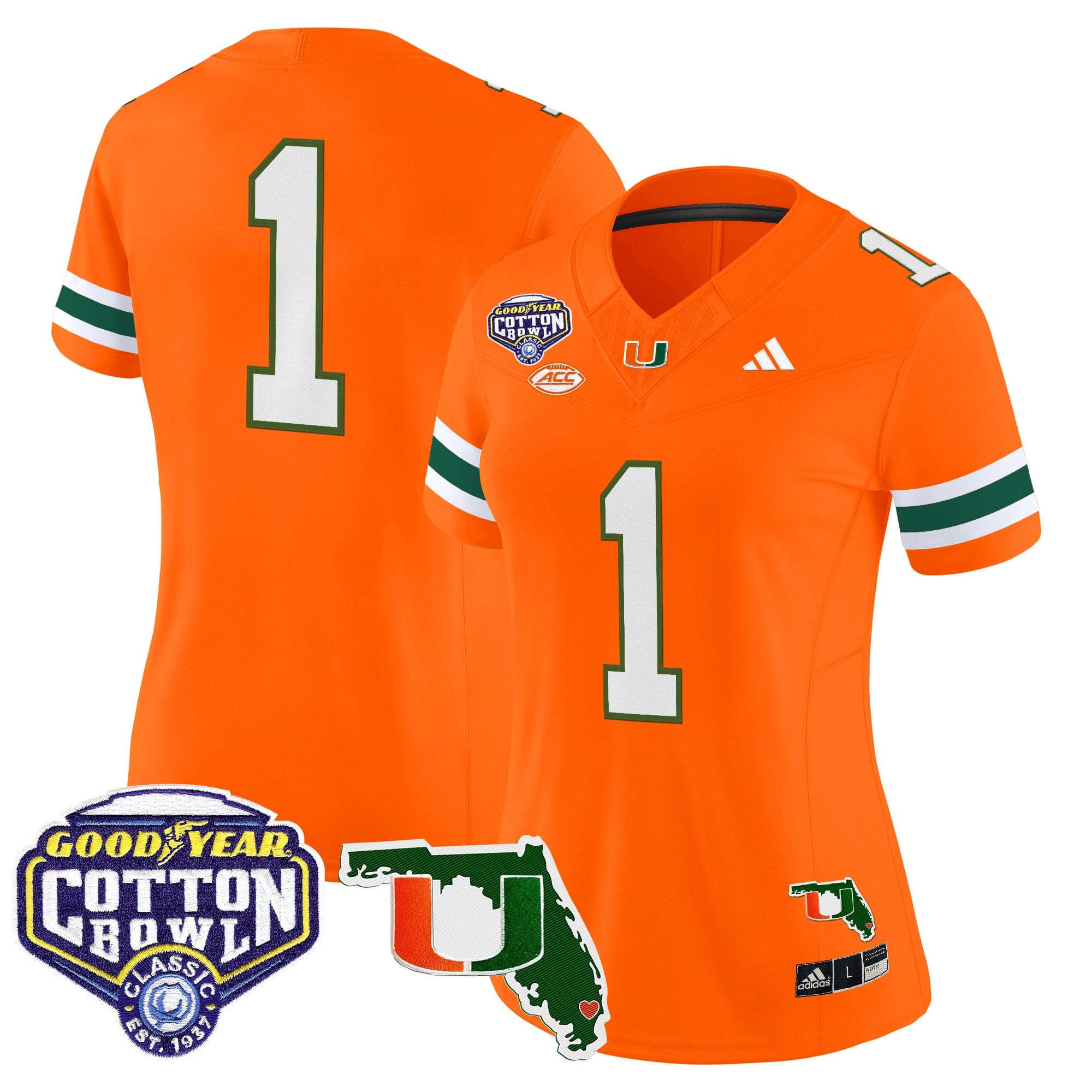 Women's Miami Hurricanes 2025 Cotton Bowl & Florida Patch Vapor Limited Jersey - All Stitched