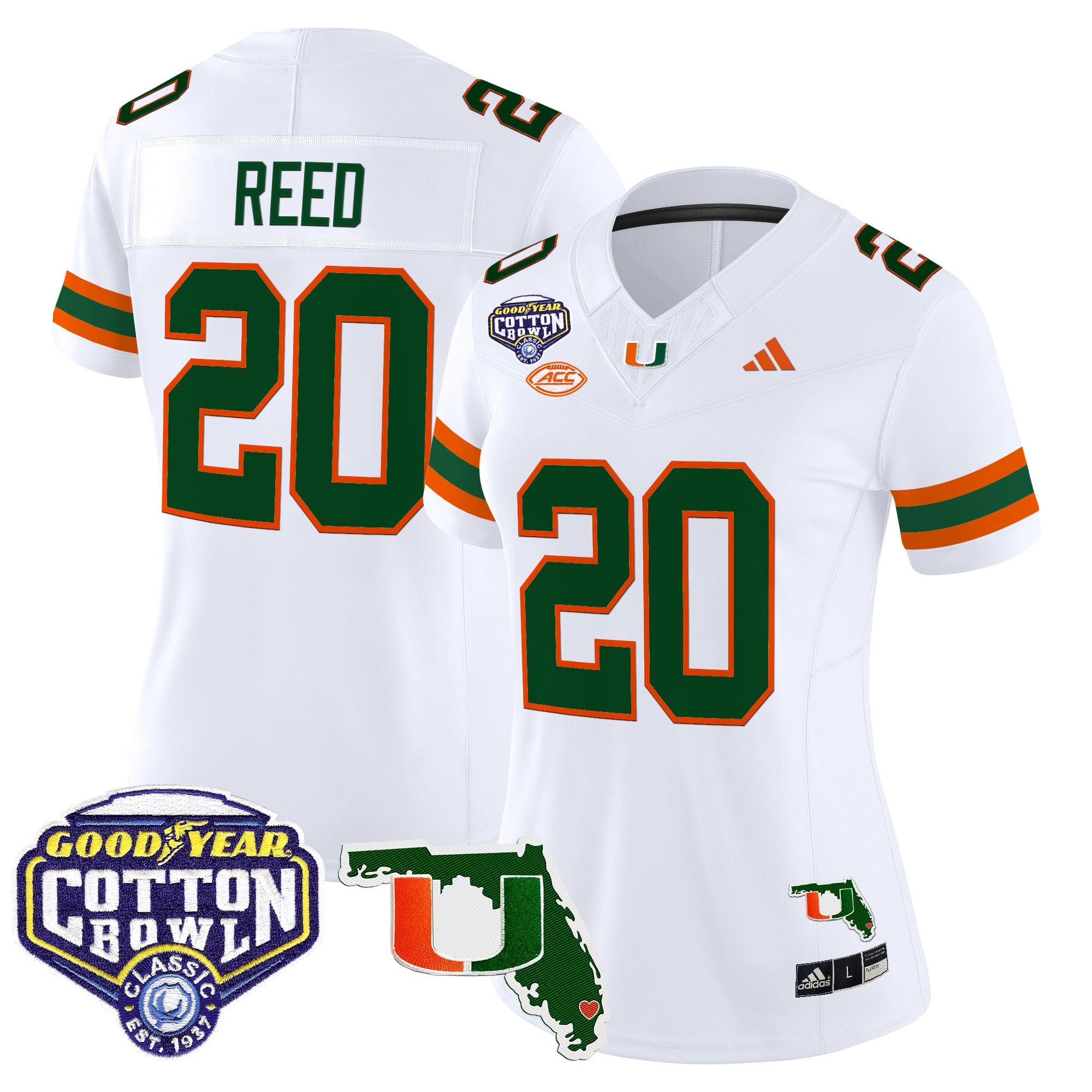 Women's Miami Hurricanes 2025 Cotton Bowl & Florida Patch Vapor Limited Jersey - All Stitched