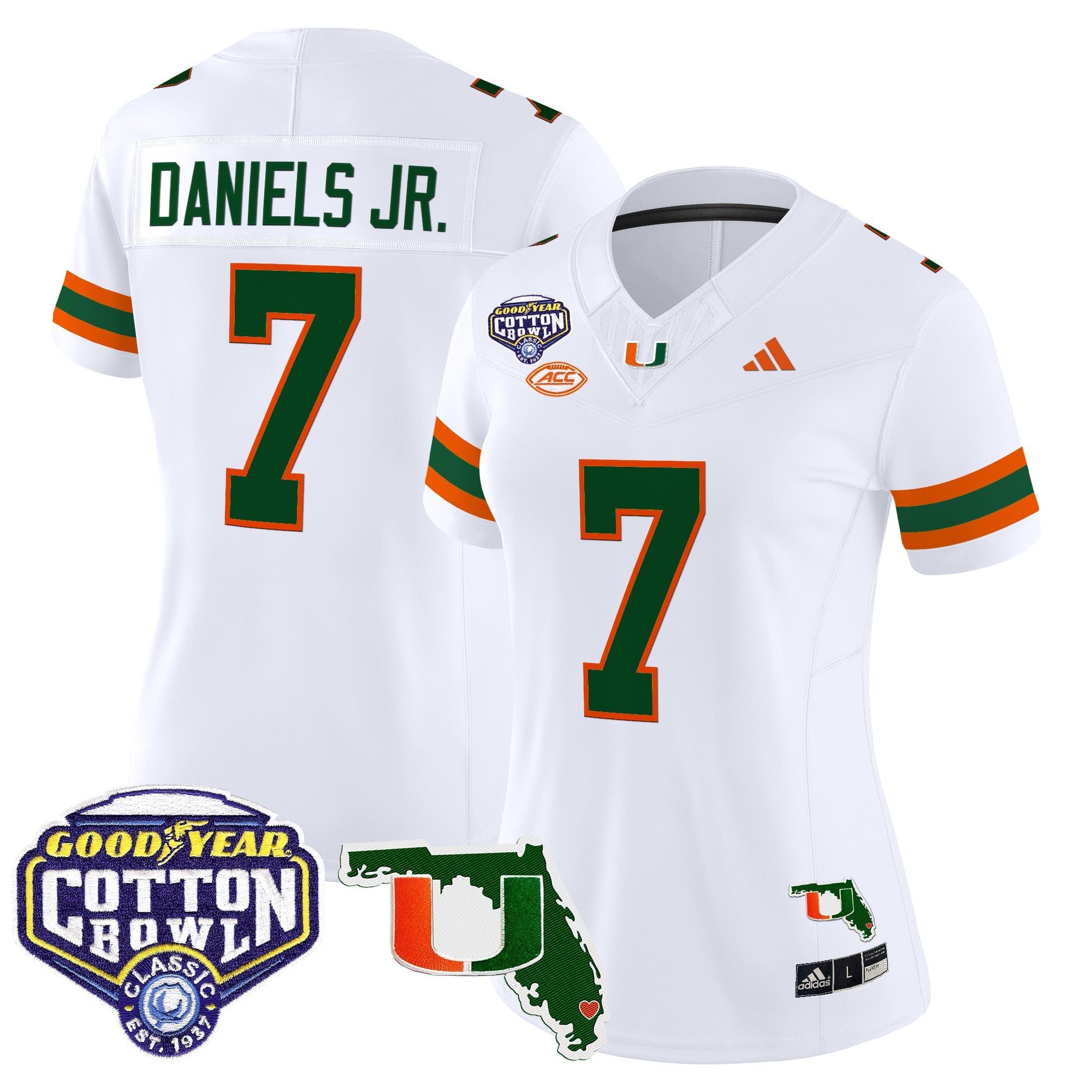 Women's Miami Hurricanes 2025 Cotton Bowl & Florida Patch Vapor Limited Jersey - All Stitched