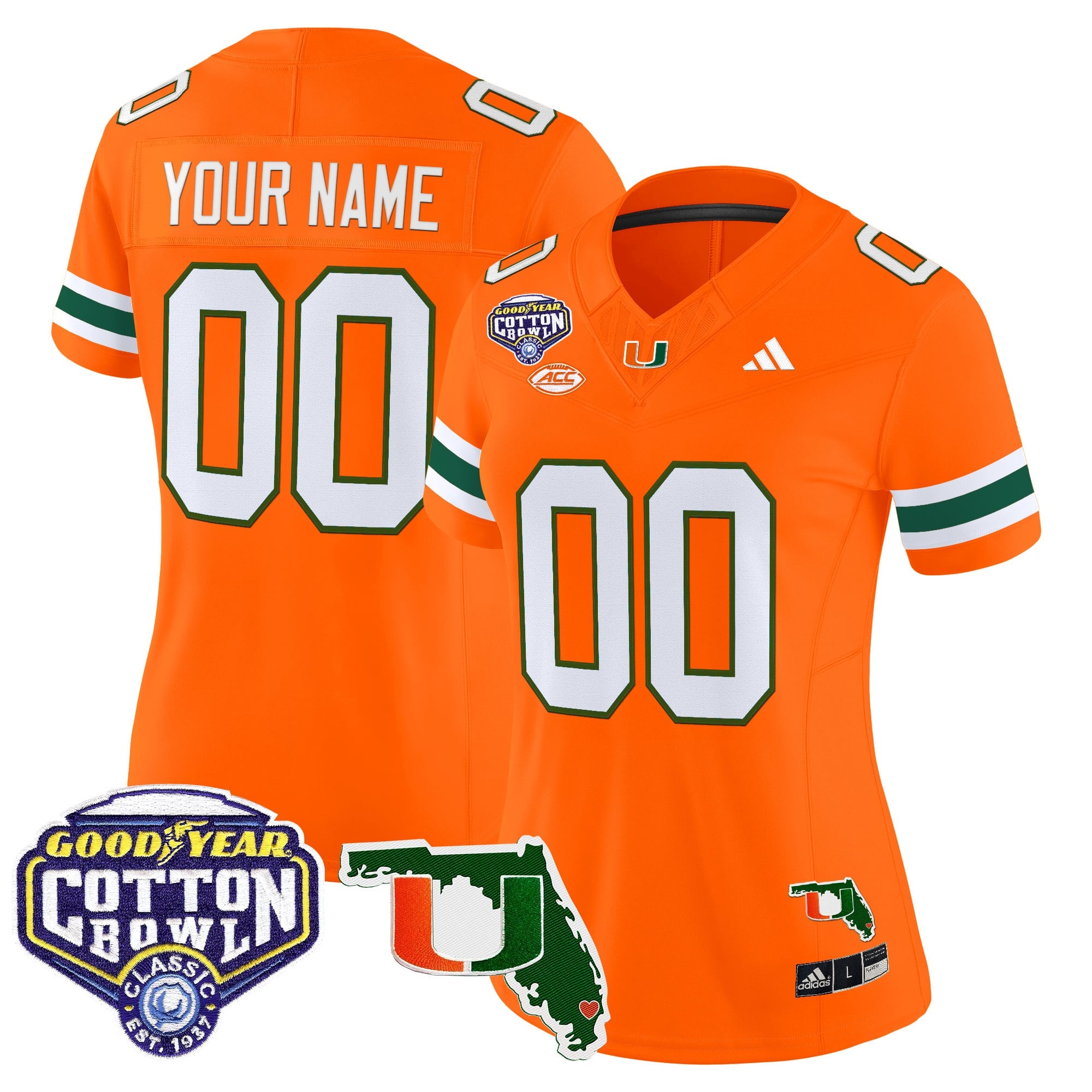 Miami Hurricanes 2025 Cotton Bowl & Florida Patch Vapor Limited Custom Jersey - All Stitched