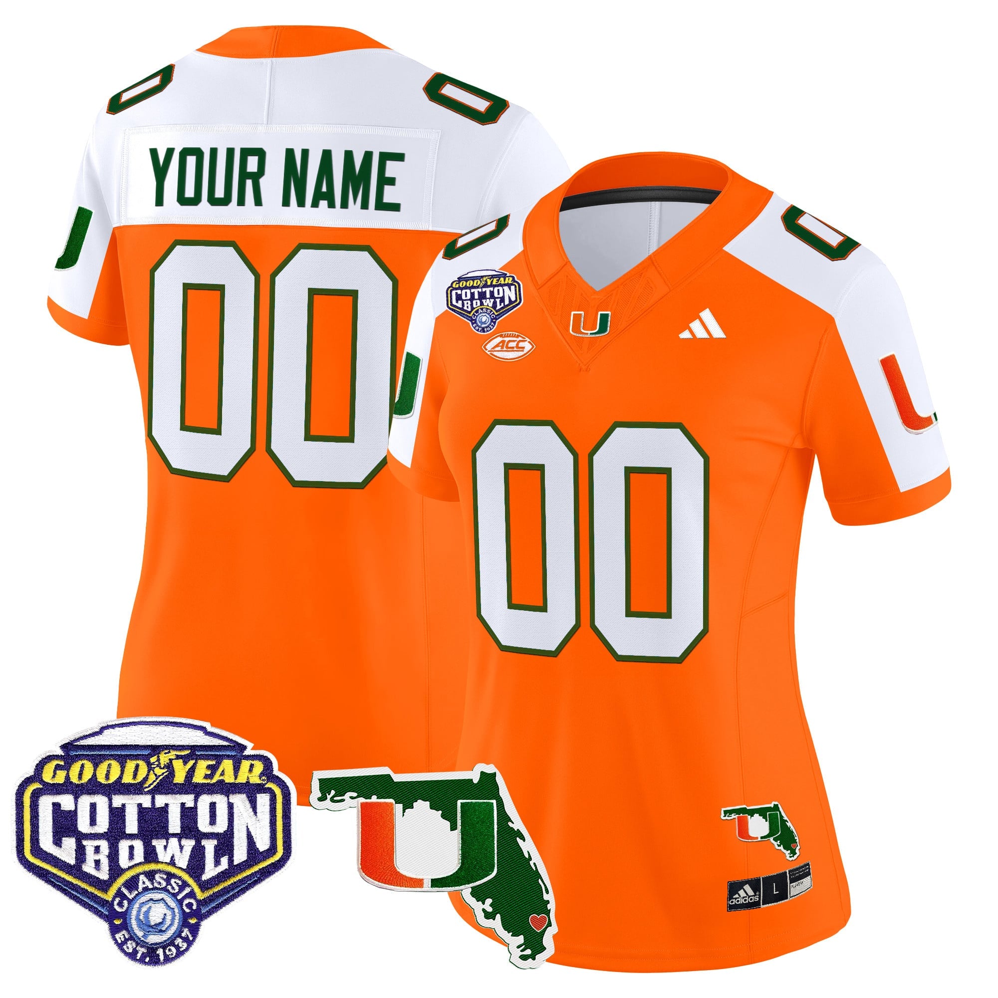 Miami Hurricanes 2025 Cotton Bowl & Florida Patch Vapor Limited Custom Jersey - All Stitched