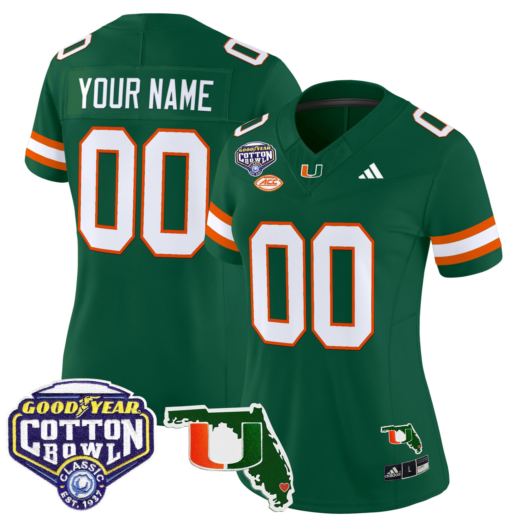 Miami Hurricanes 2025 Cotton Bowl & Florida Patch Vapor Limited Custom Jersey - All Stitched