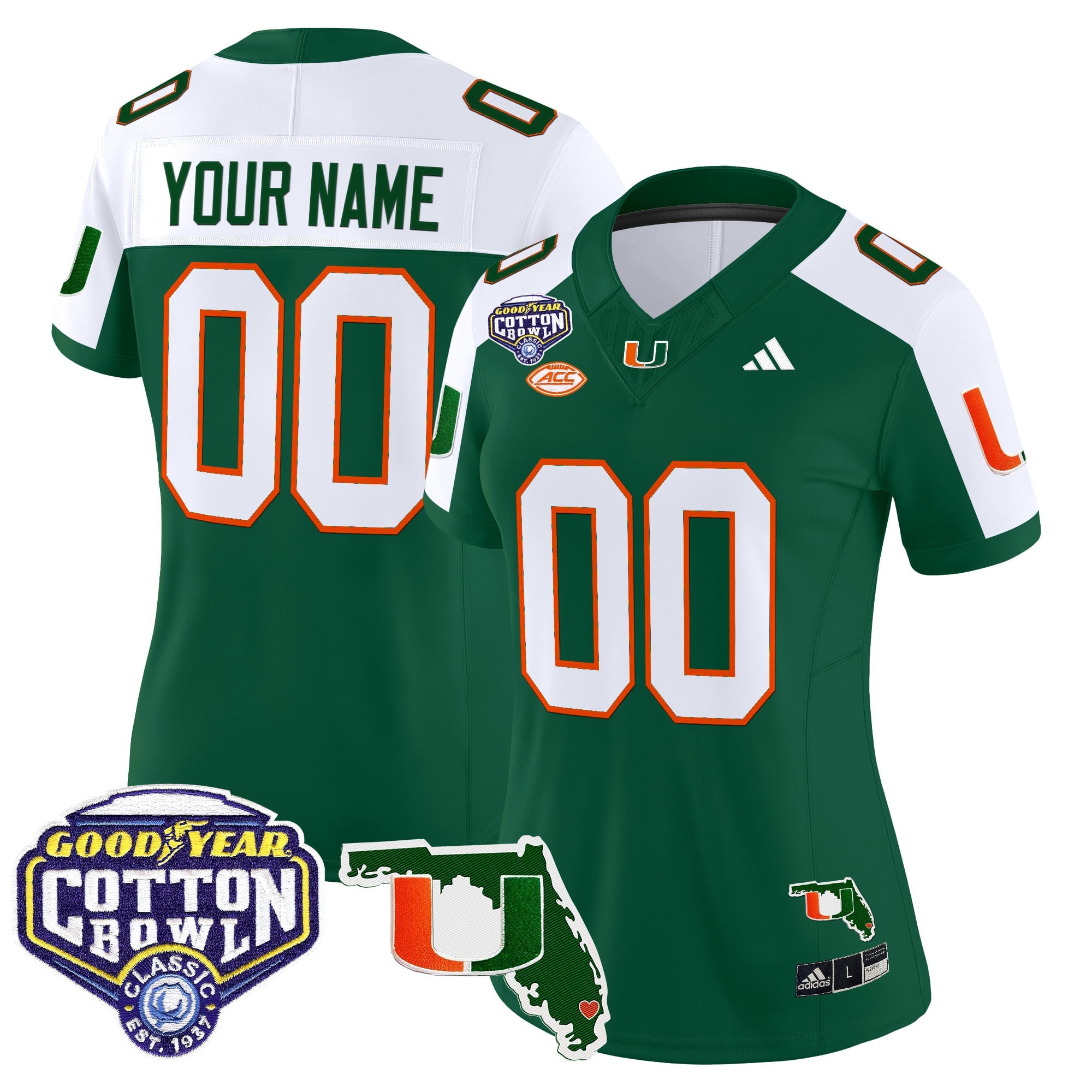 Miami Hurricanes 2025 Cotton Bowl & Florida Patch Vapor Limited Custom Jersey - All Stitched