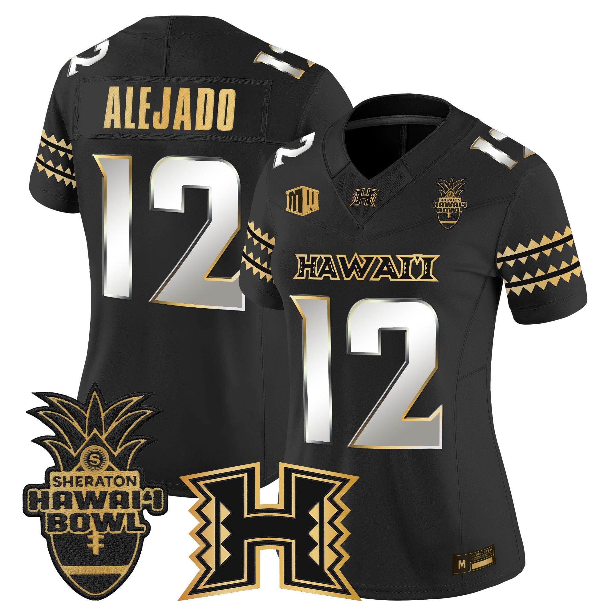 Women's Hawai'i Rainbow Warriors 2025 Hawai'i Bowl Gold Vapor Limited Jersey - All Stitched