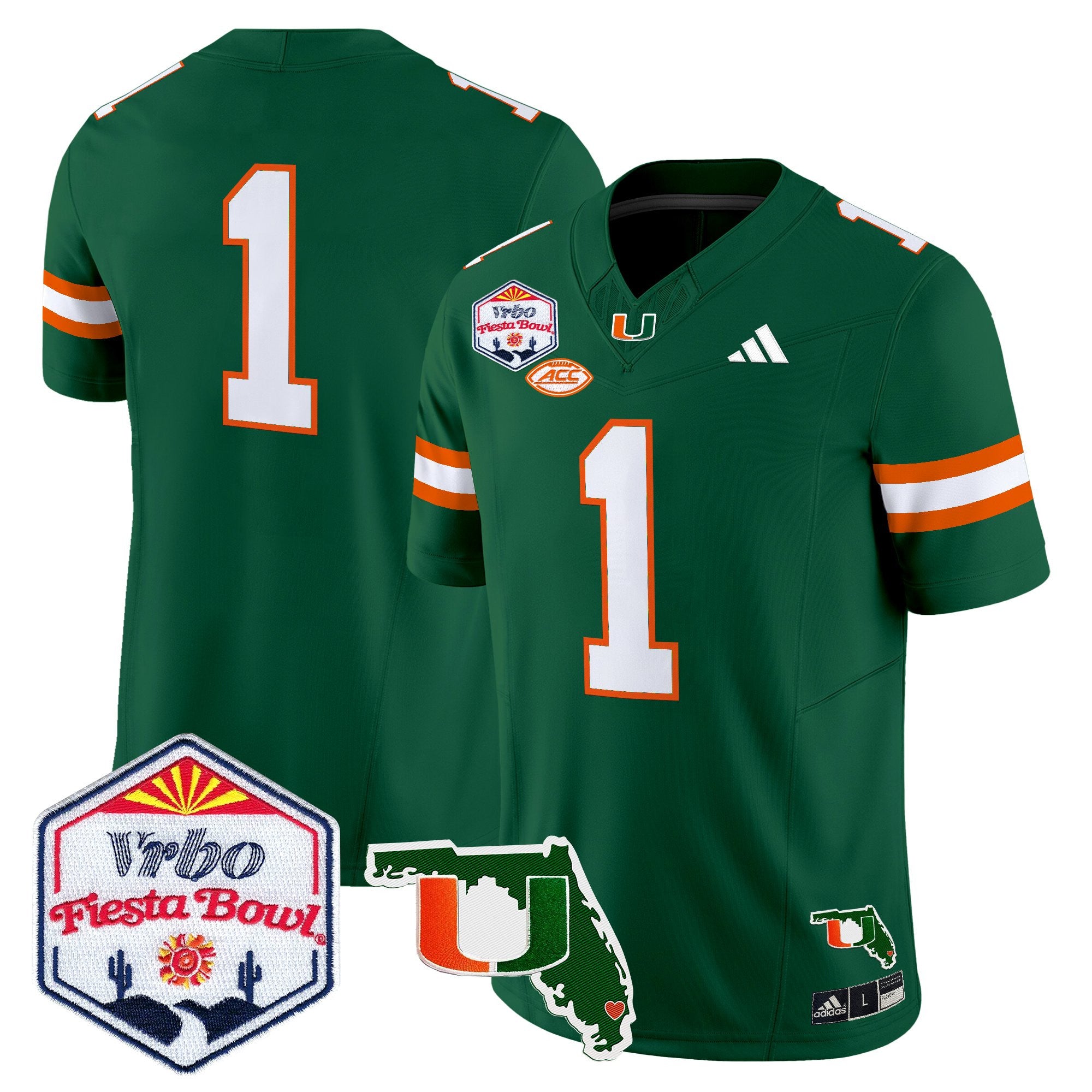 Men's Miami Hurricanes 2026 The Fiesta Bowl & Florida Patch Vapor Limited Jersey - All Stitched