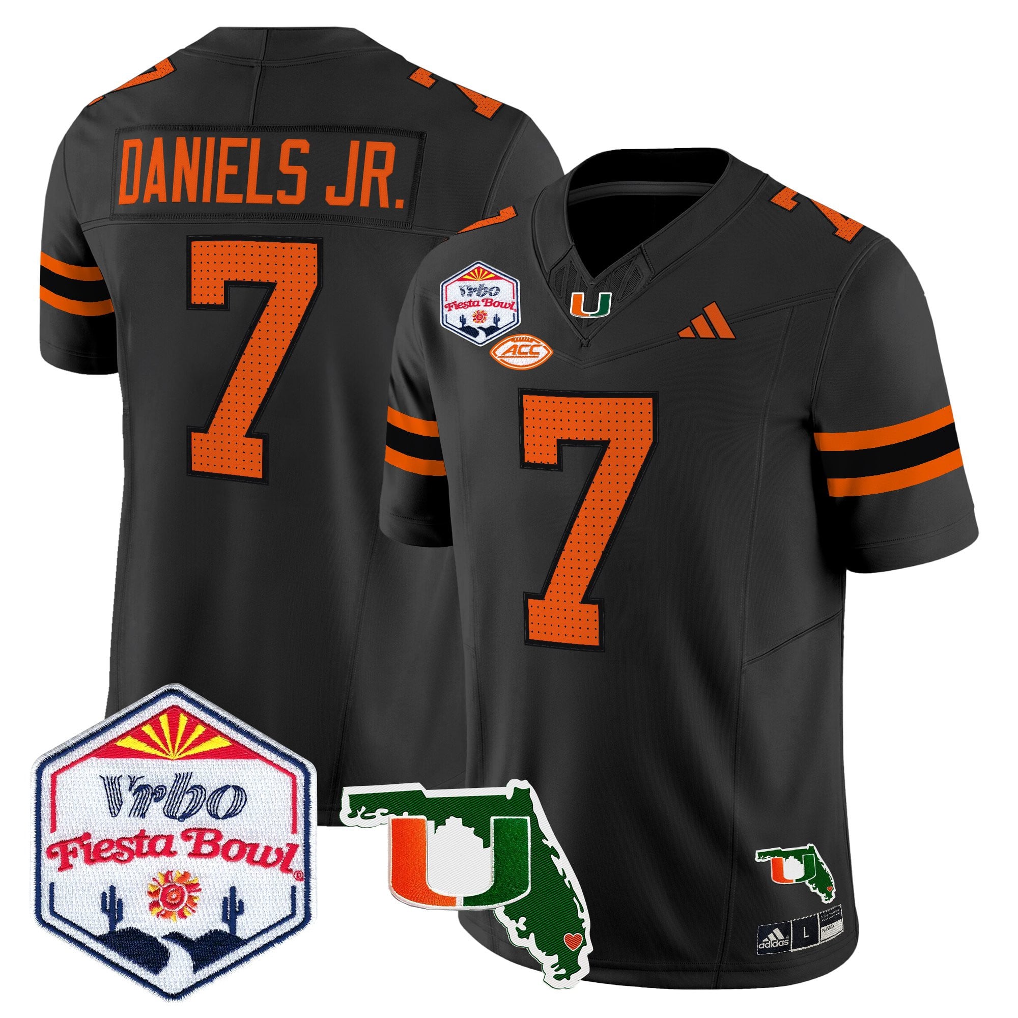 Men's Miami Hurricanes 2026 The Fiesta Bowl & Florida Patch Vapor Limited Jersey - All Stitched