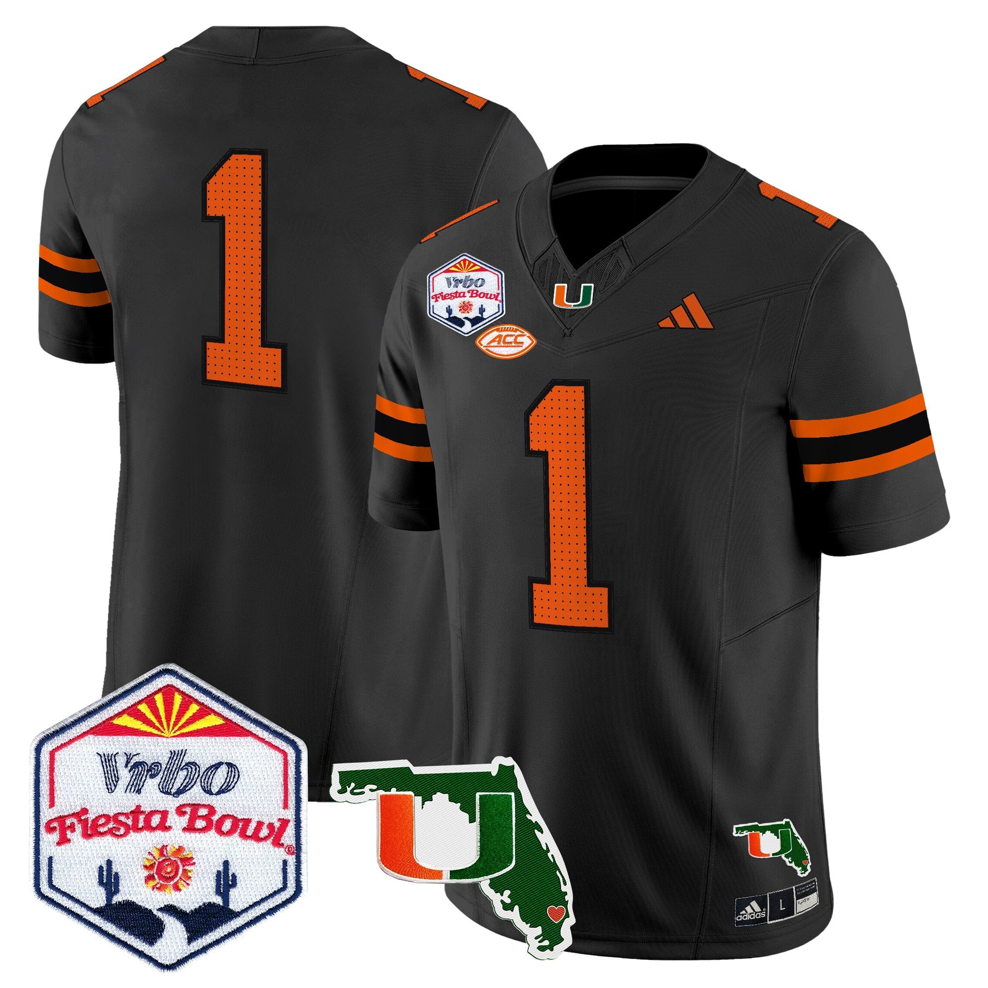 Men's Miami Hurricanes 2026 The Fiesta Bowl & Florida Patch Vapor Limited Jersey - All Stitched