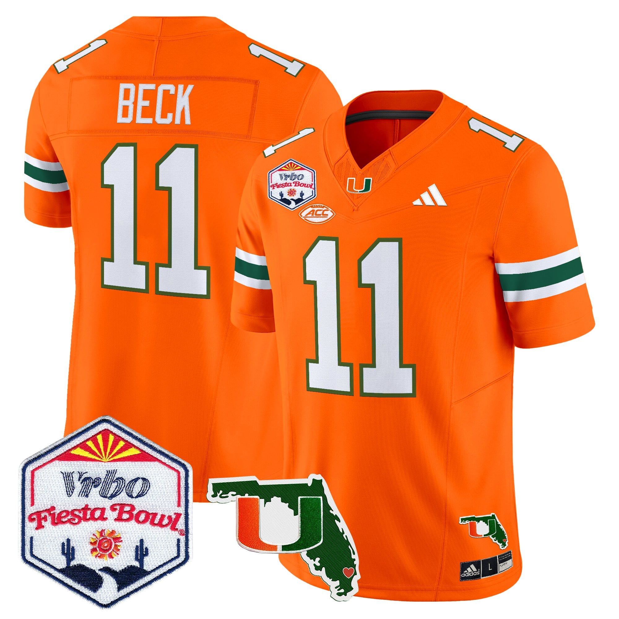 Men's Miami Hurricanes 2026 The Fiesta Bowl & Florida Patch Vapor Limited Jersey - All Stitched