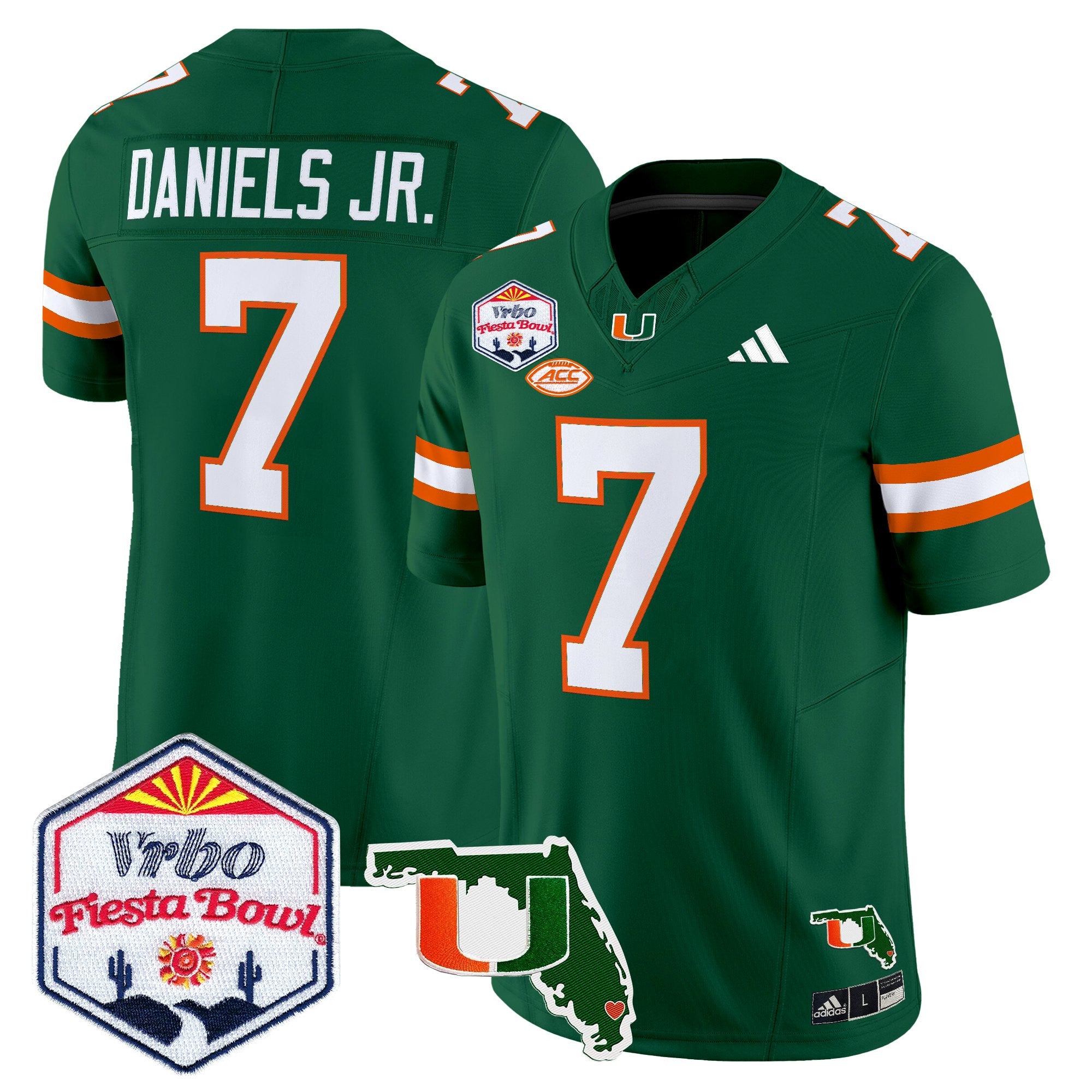 Men's Miami Hurricanes 2026 The Fiesta Bowl & Florida Patch Vapor Limited Jersey - All Stitched