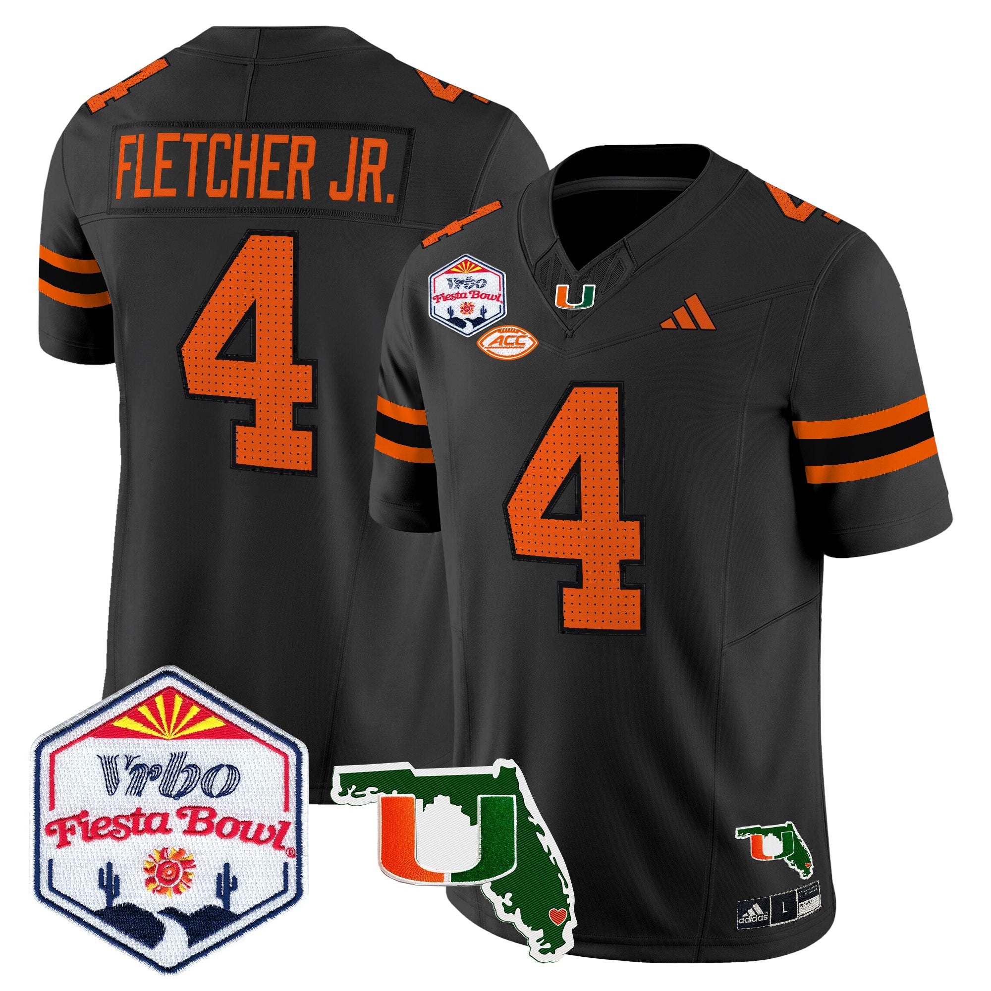 Men's Miami Hurricanes 2026 The Fiesta Bowl & Florida Patch Vapor Limited Jersey - All Stitched
