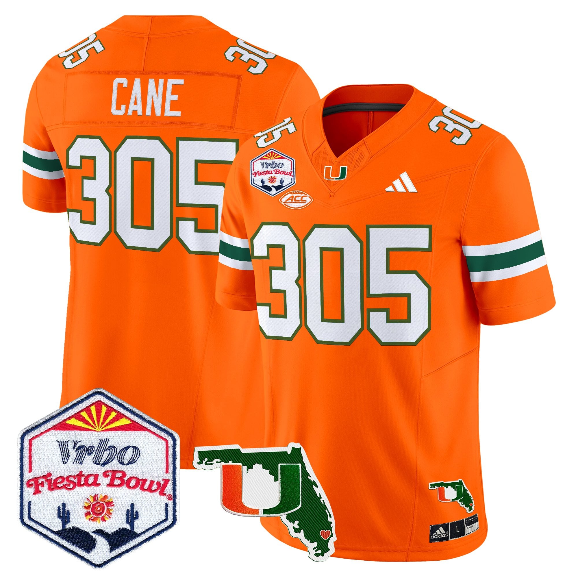 Men's Miami Hurricanes 2026 The Fiesta Bowl & Florida Patch Vapor Limited Jersey - All Stitched