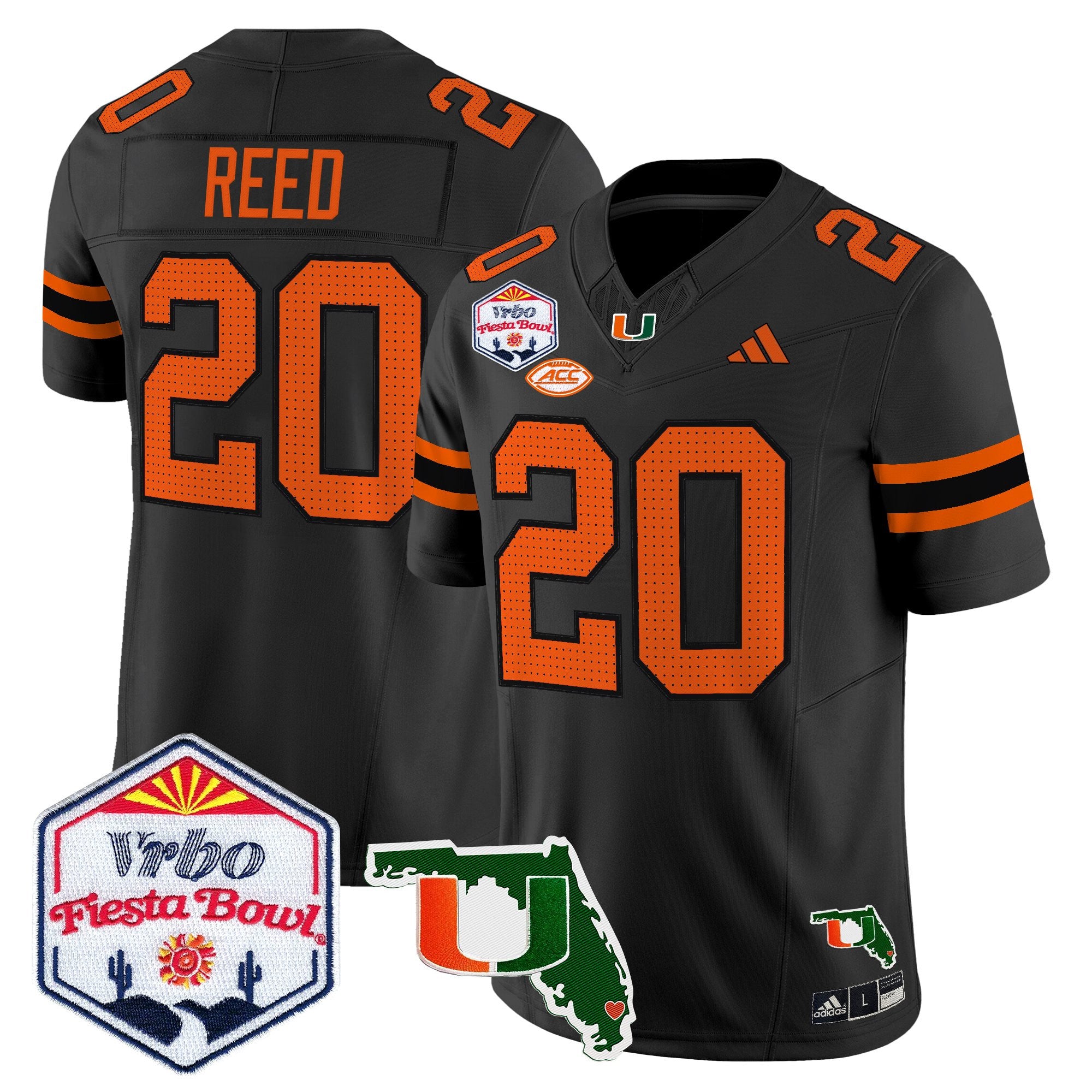 Men's Miami Hurricanes 2026 The Fiesta Bowl & Florida Patch Vapor Limited Jersey - All Stitched