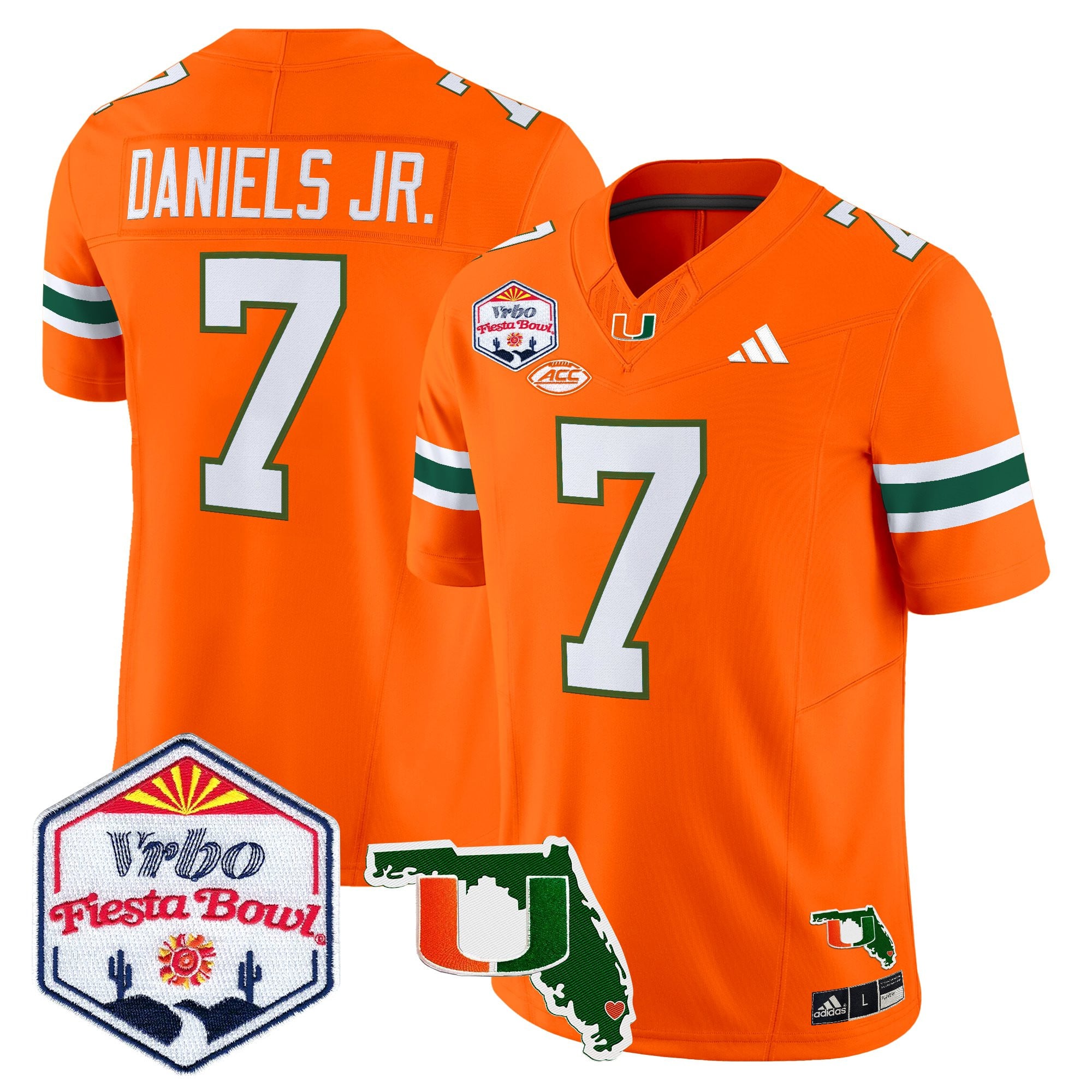 Men's Miami Hurricanes 2026 The Fiesta Bowl & Florida Patch Vapor Limited Jersey - All Stitched