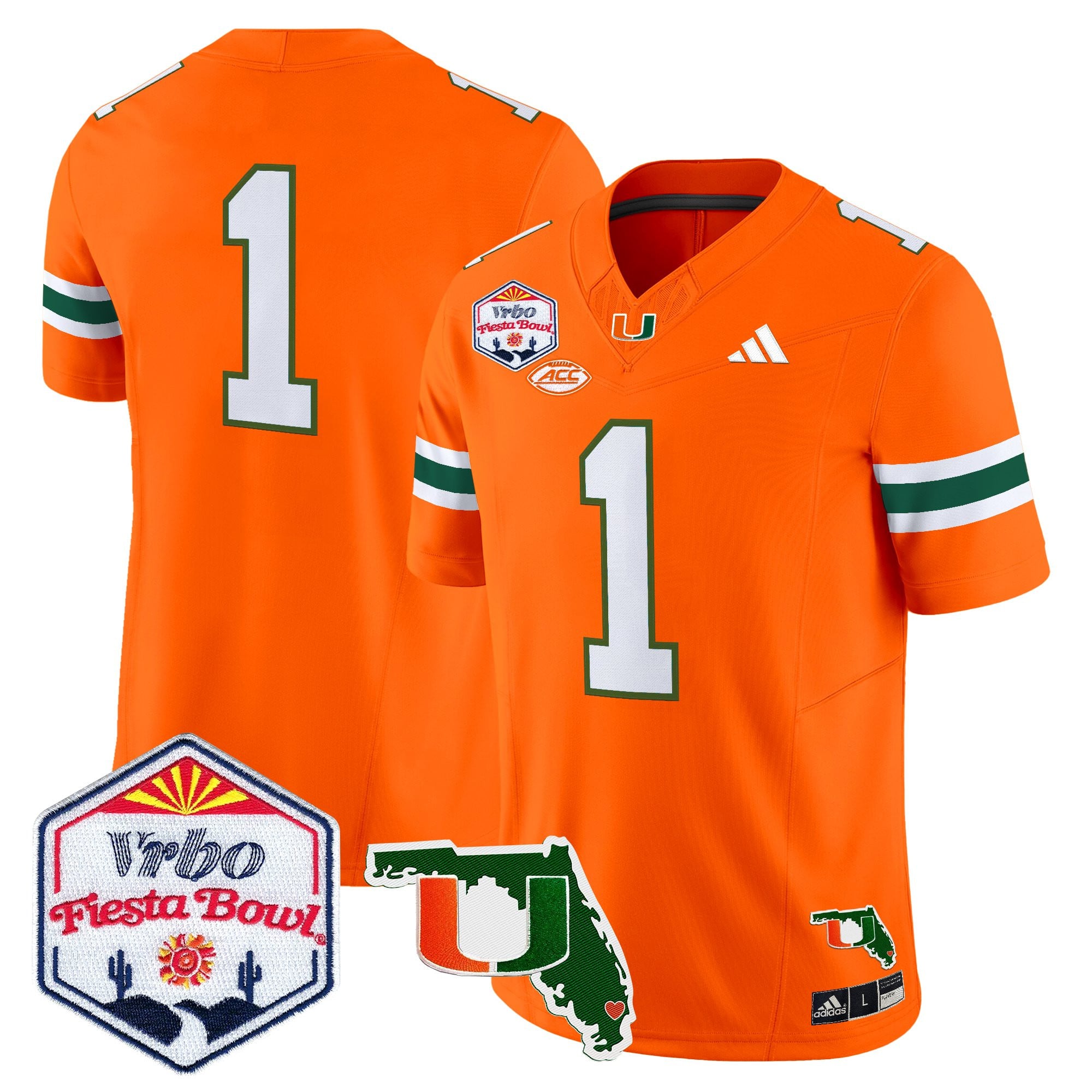 Men's Miami Hurricanes 2026 The Fiesta Bowl & Florida Patch Vapor Limited Jersey - All Stitched