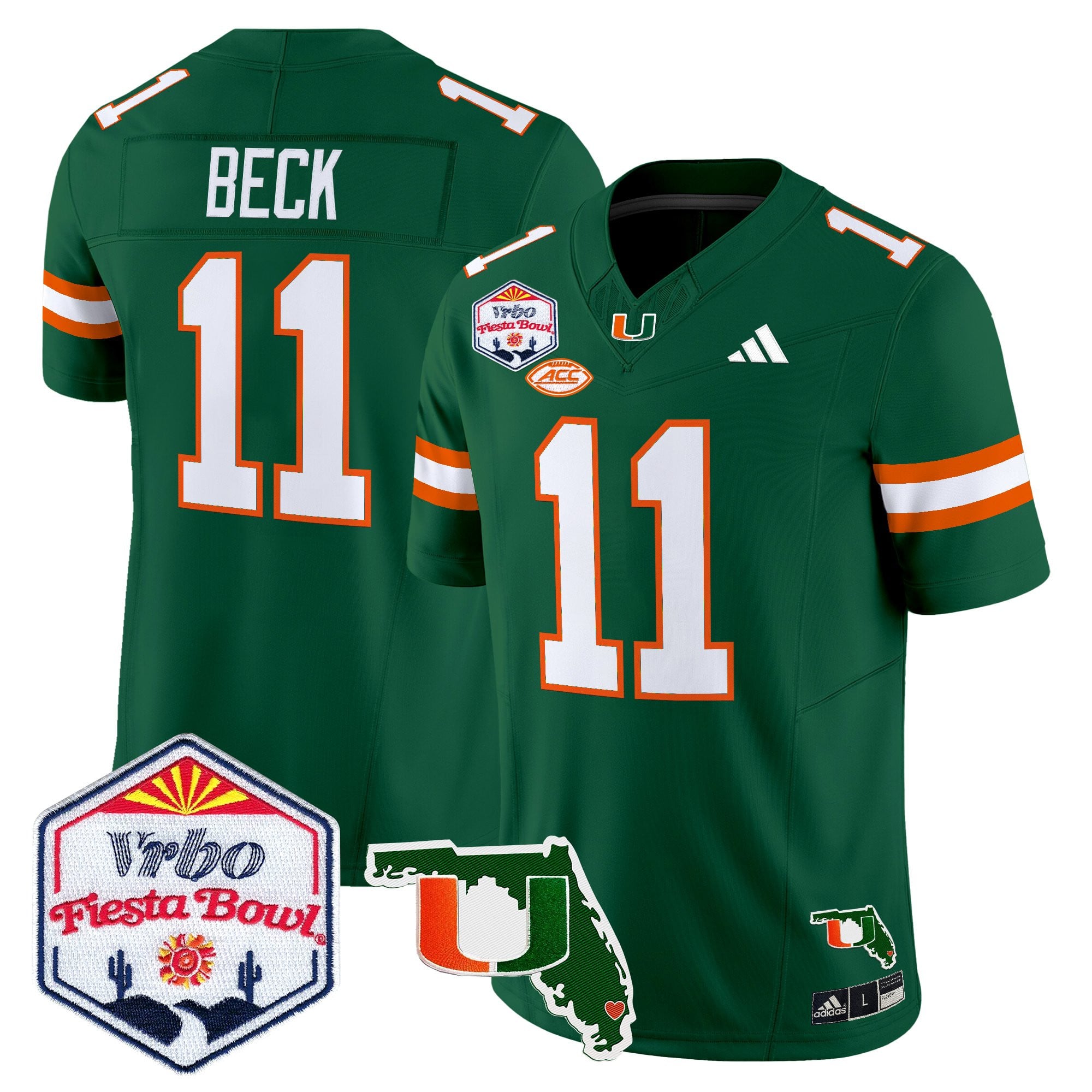 Men's Miami Hurricanes 2026 The Fiesta Bowl & Florida Patch Vapor Limited Jersey - All Stitched