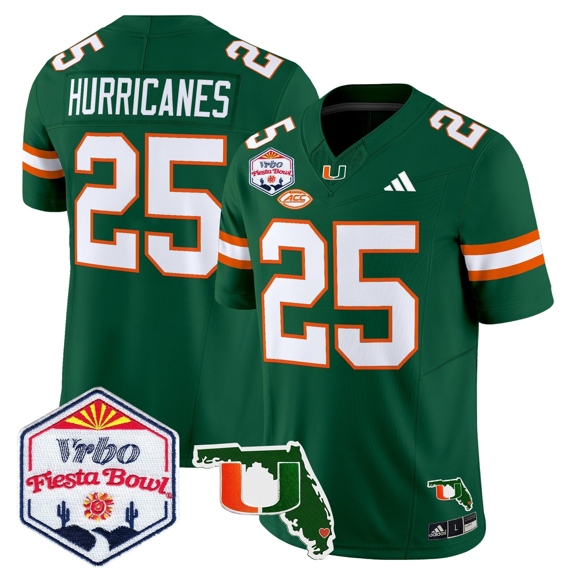 Men's Miami Hurricanes 2026 The Fiesta Bowl & Florida Patch Vapor Limited Jersey - All Stitched