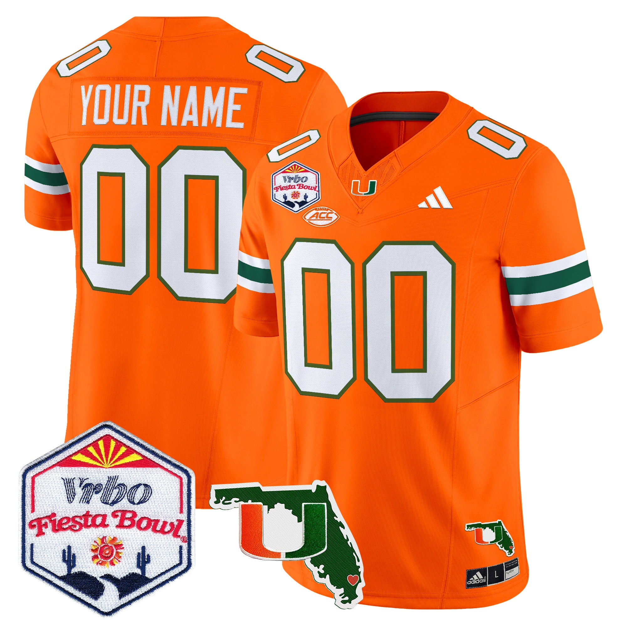 Miami Hurricanes 2026 The Fiesta Bowl & Florida Patch Vapor Limited Custom Jersey - All Stitched