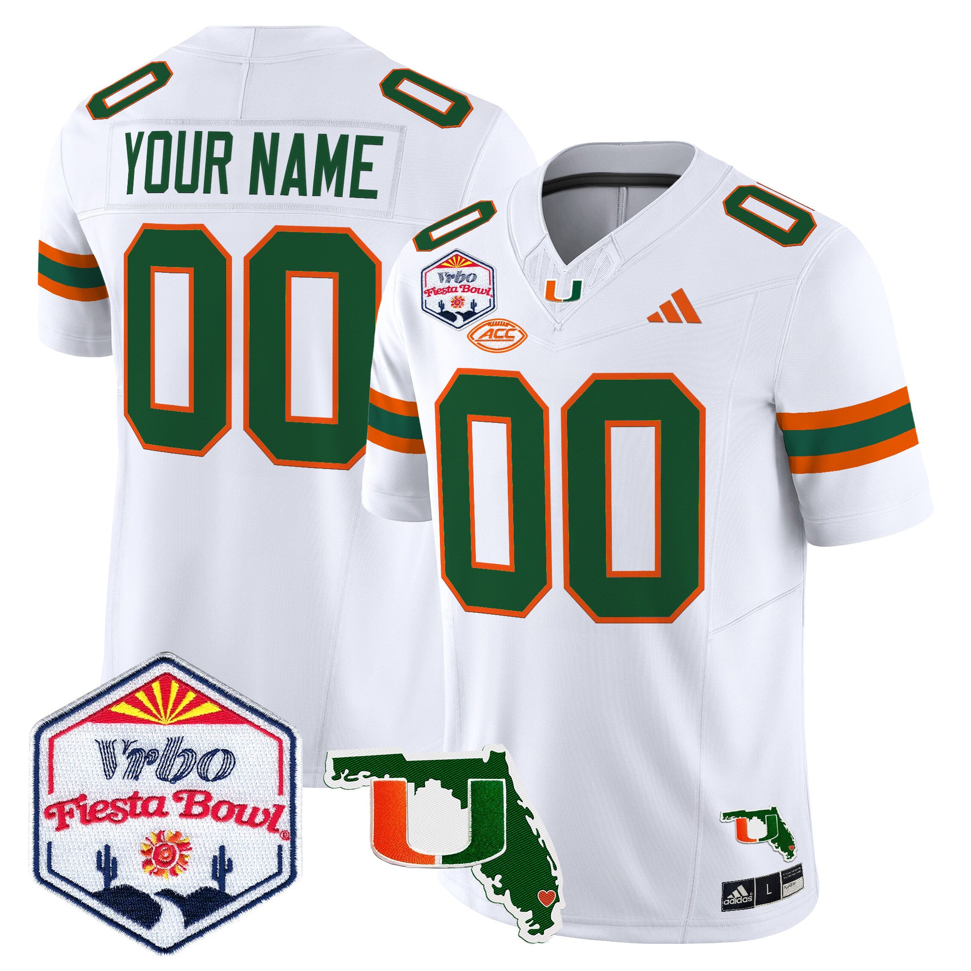 Miami Hurricanes 2026 The Fiesta Bowl & Florida Patch Vapor Limited Custom Jersey - All Stitched