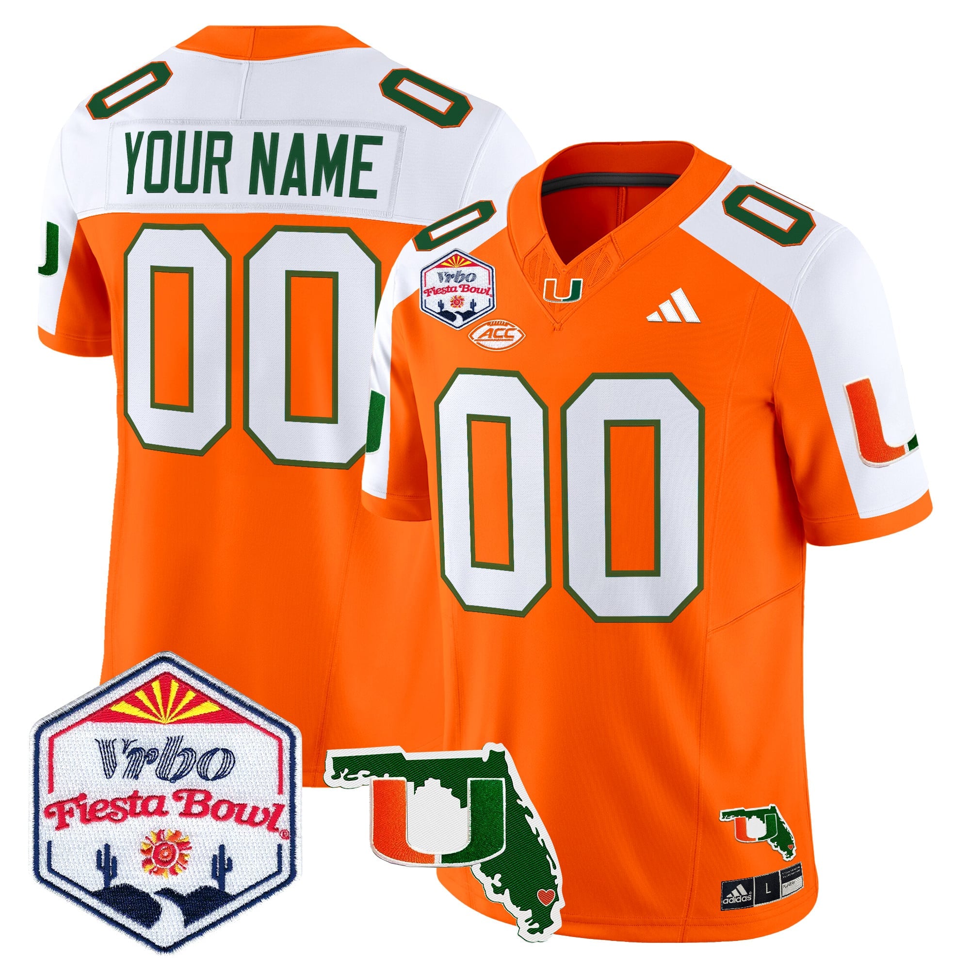 Miami Hurricanes 2026 The Fiesta Bowl & Florida Patch Vapor Limited Custom Jersey - All Stitched