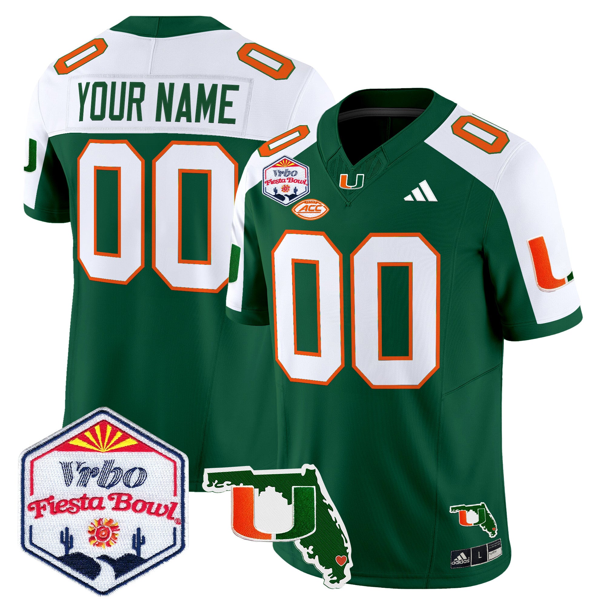 Miami Hurricanes 2026 The Fiesta Bowl & Florida Patch Vapor Limited Custom Jersey - All Stitched