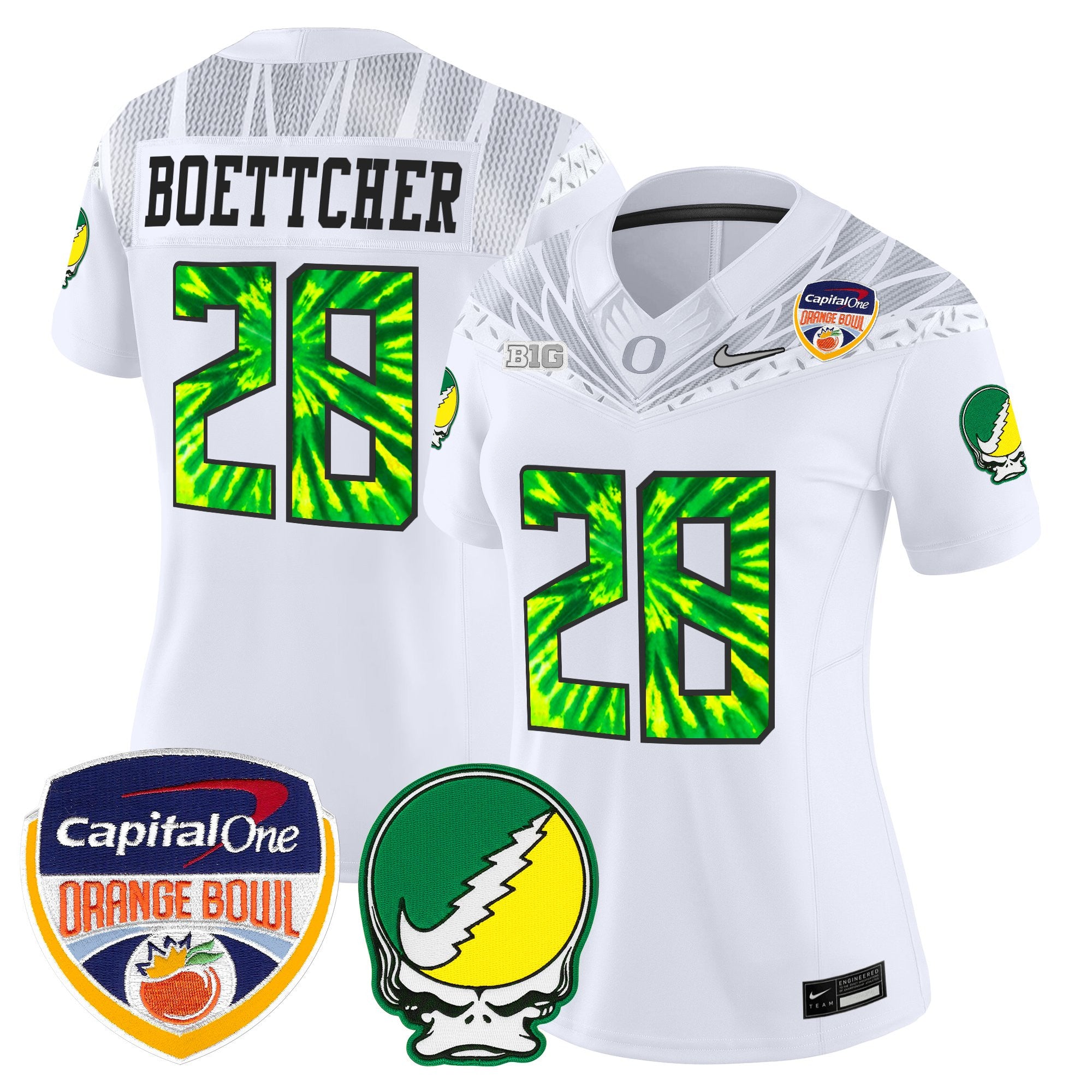 Women's Oregon Ducks "Grateful Ducks" Vapor Limited Jersey - 2025/26 Orange Bowl Patch - All Stitched