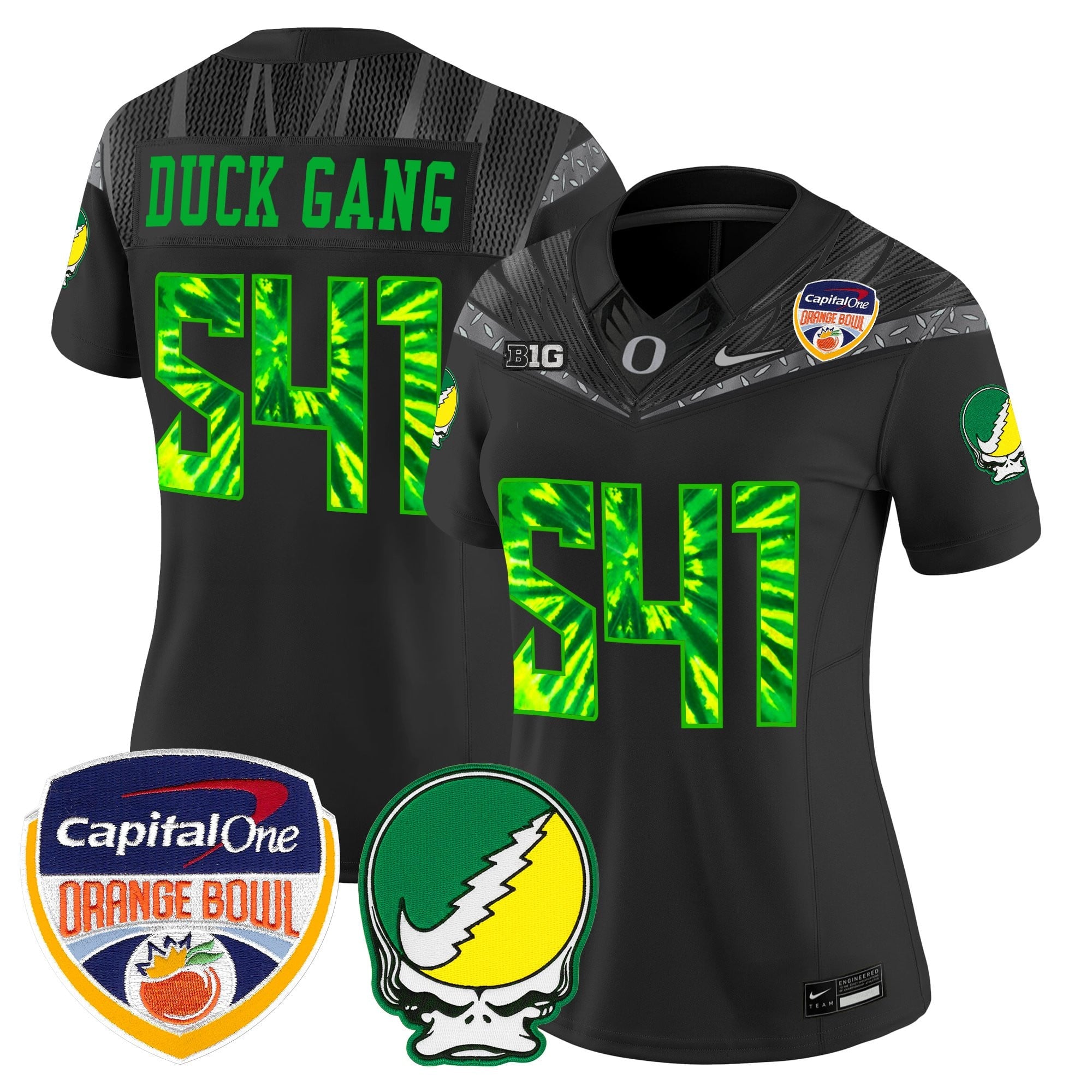 Women's Oregon Ducks "Grateful Ducks" Vapor Limited Jersey - 2025/26 Orange Bowl Patch - All Stitched