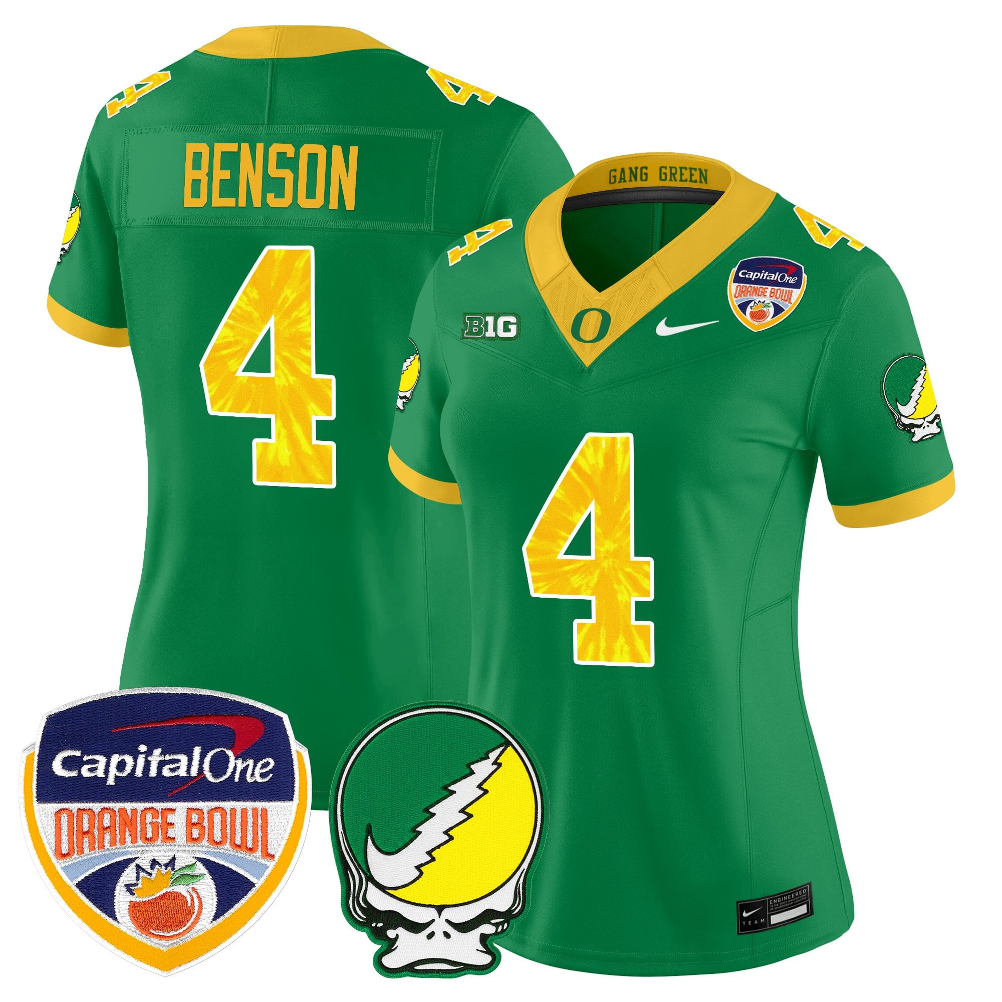 Women's Oregon Ducks "Grateful Ducks" Vapor Limited Jersey - 2025/26 Orange Bowl Patch - All Stitched