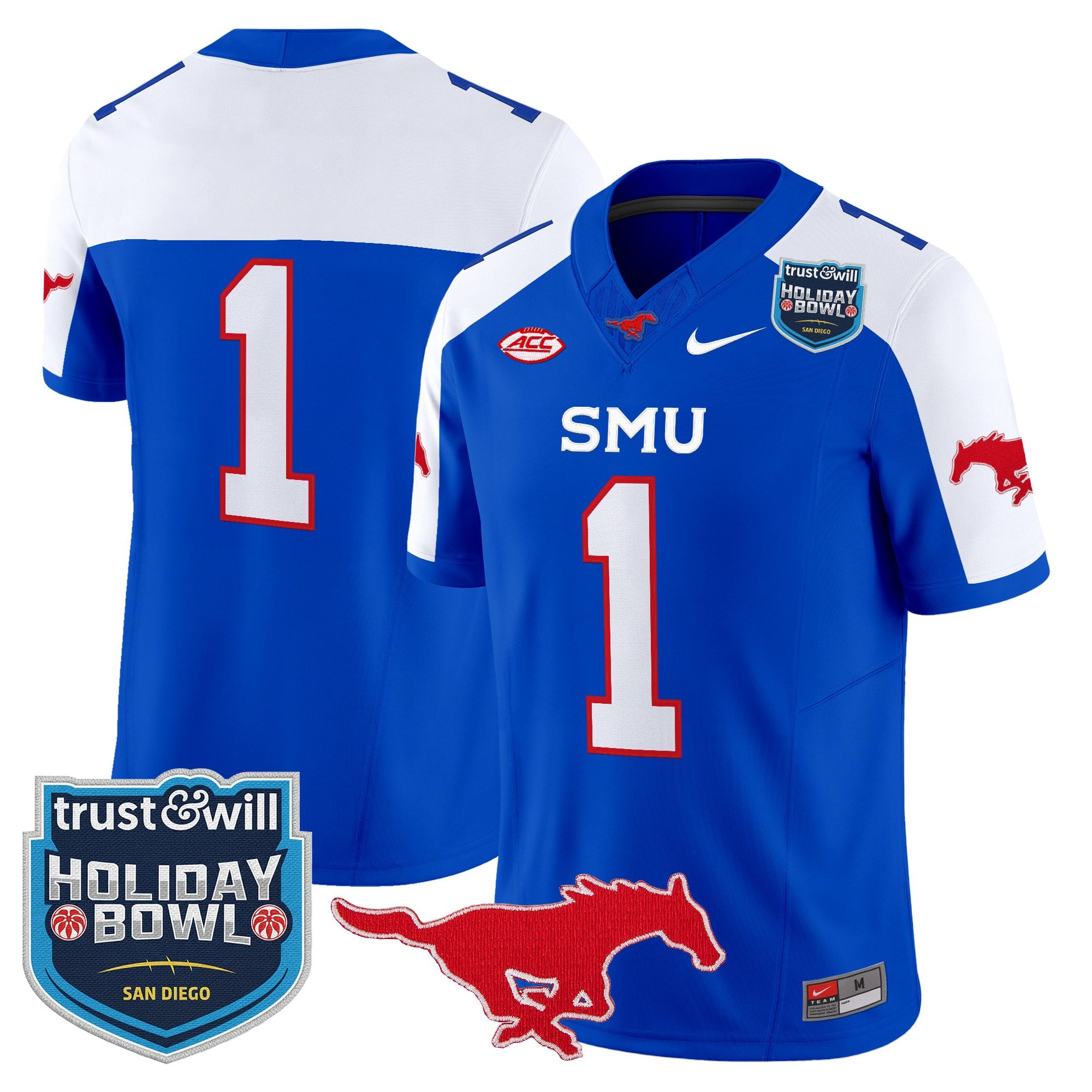 Men's SMU Mustangs 2026 Holiday Bowl Vapor Limited Jersey - All Stitched