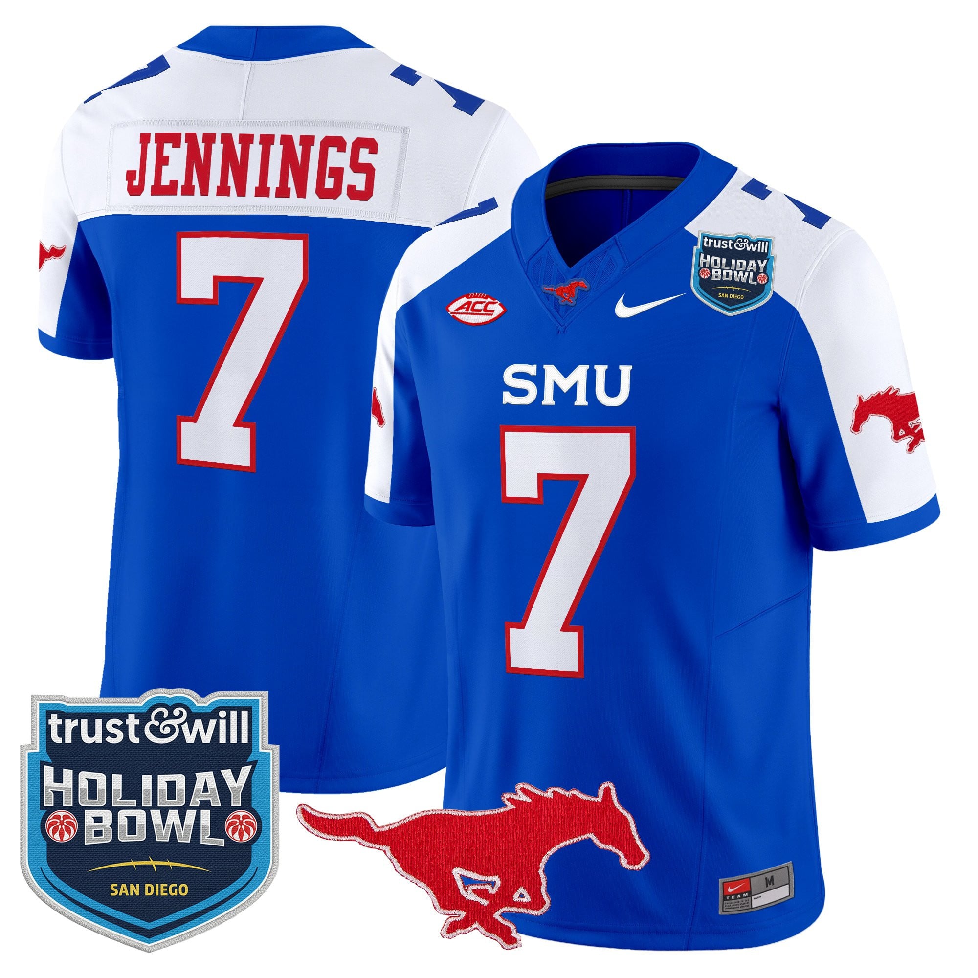 Men's SMU Mustangs 2026 Holiday Bowl Vapor Limited Jersey - All Stitched