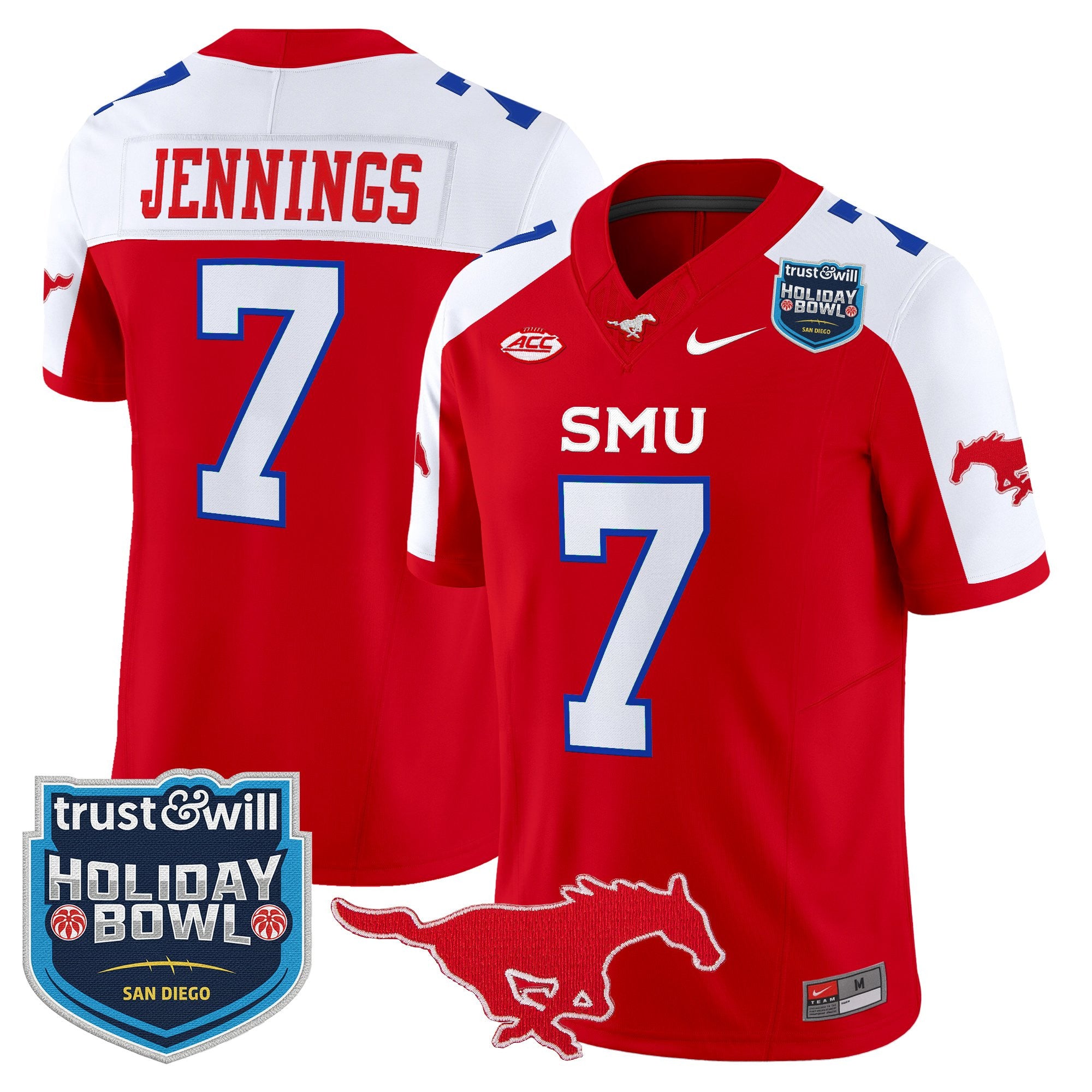 Men's SMU Mustangs 2026 Holiday Bowl Vapor Limited Jersey - All Stitched