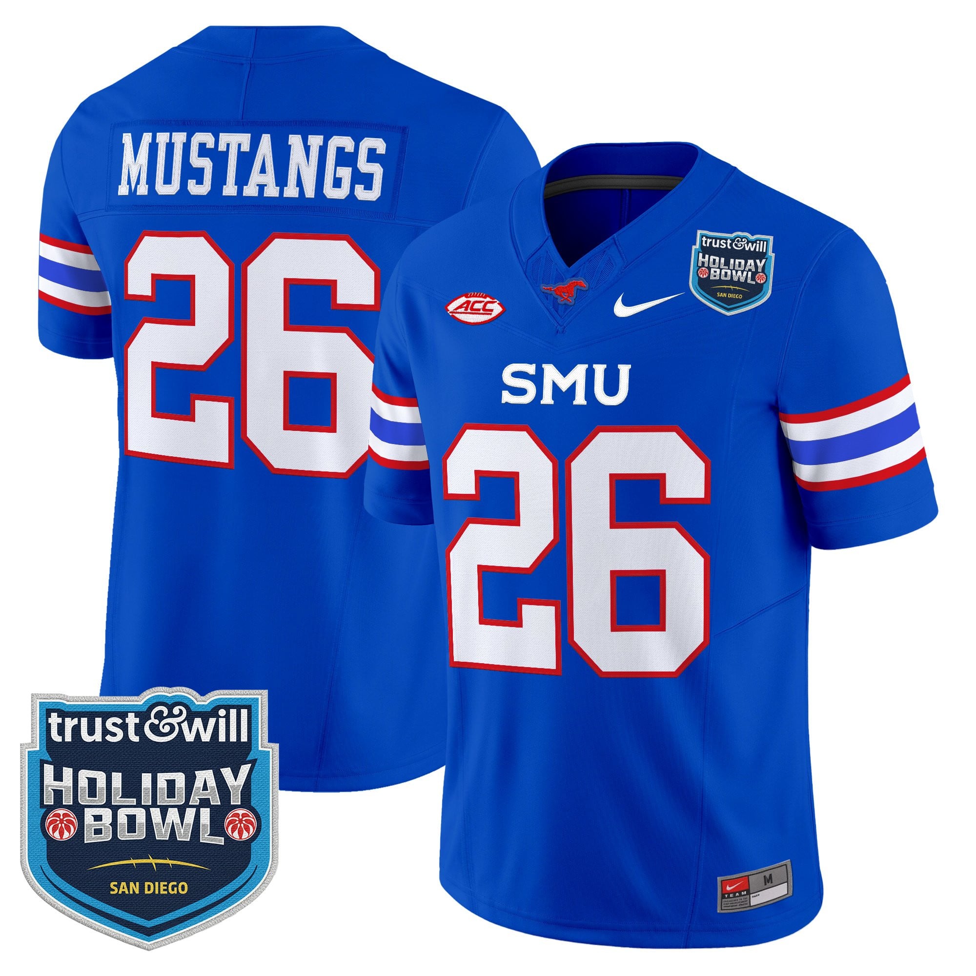 Men's SMU Mustangs 2026 Holiday Bowl Vapor Limited Jersey - All Stitched