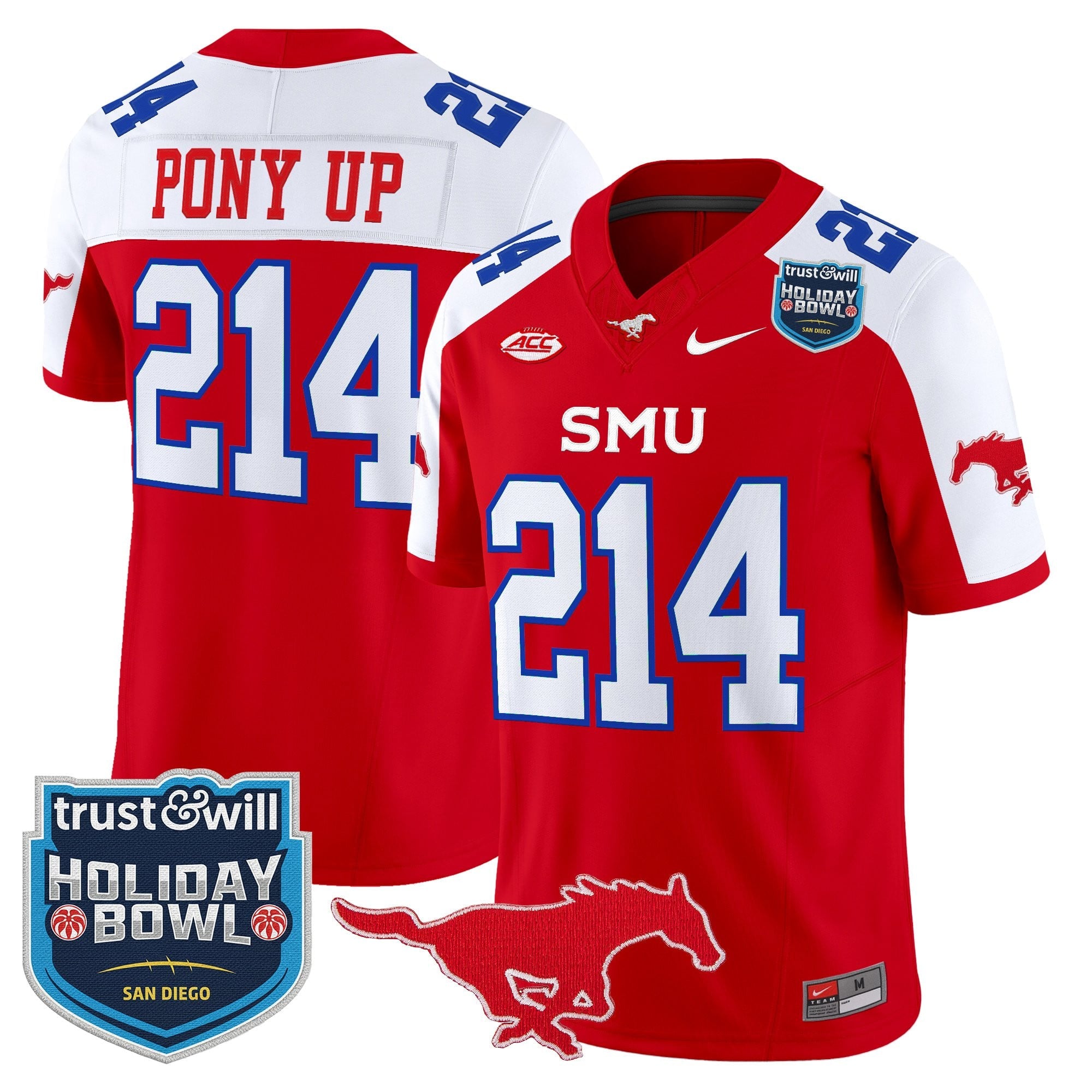 Men's SMU Mustangs 2026 Holiday Bowl Vapor Limited Jersey - All Stitched