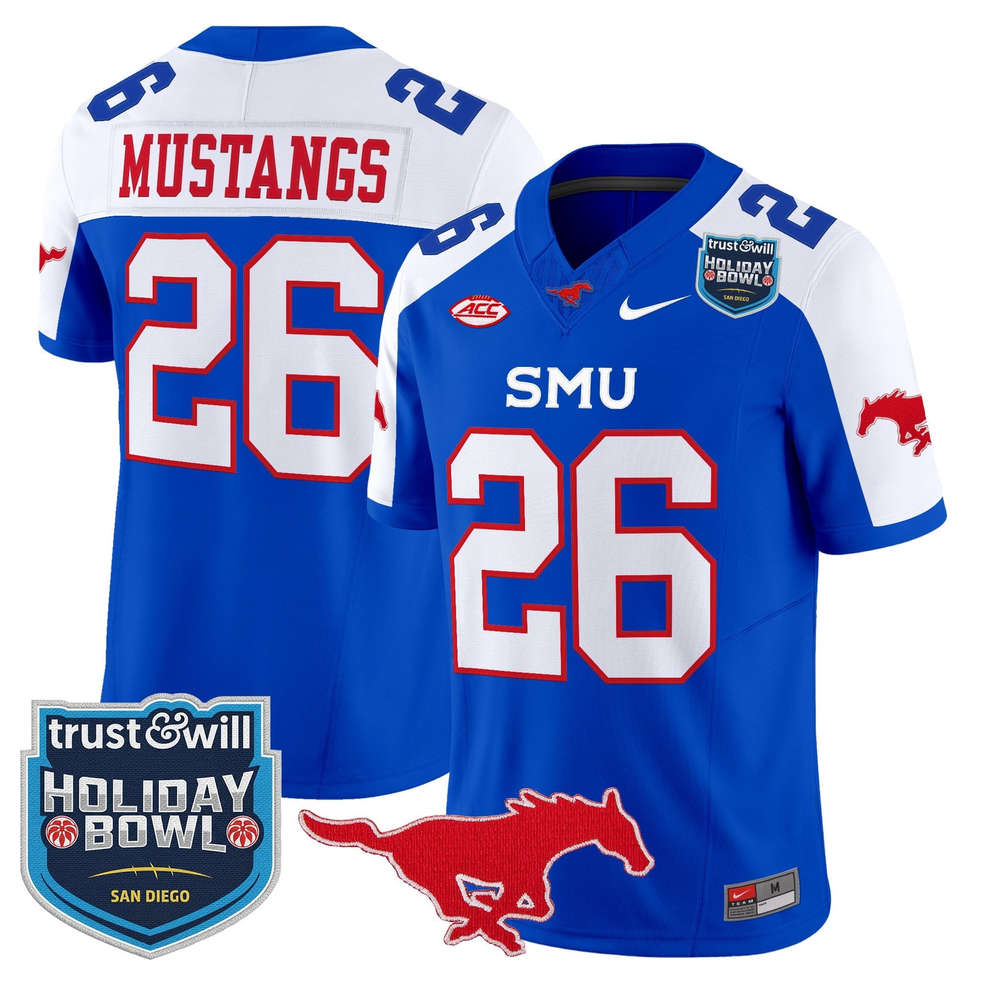 Men's SMU Mustangs 2026 Holiday Bowl Vapor Limited Jersey - All Stitched