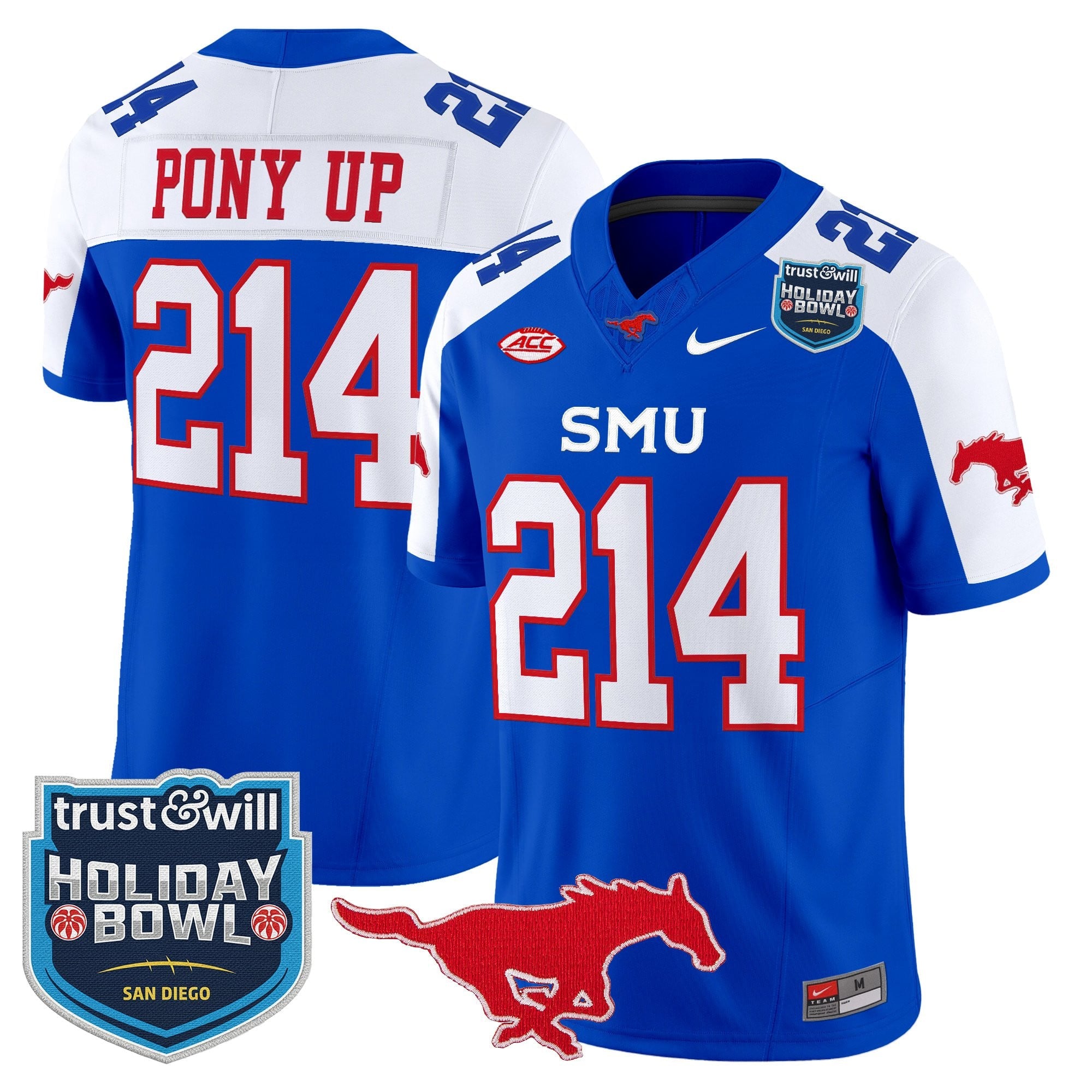 Men's SMU Mustangs 2026 Holiday Bowl Vapor Limited Jersey - All Stitched