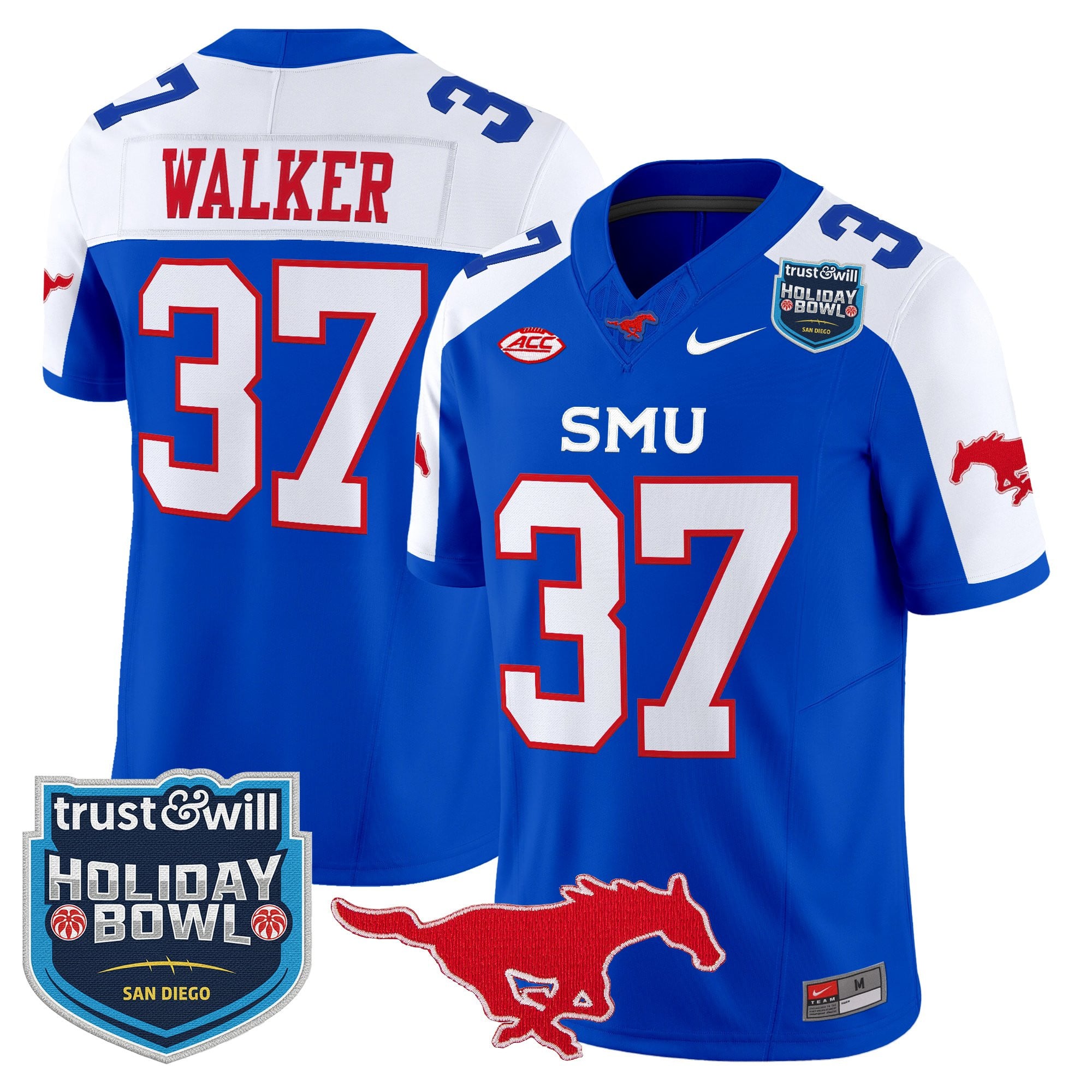 Men's SMU Mustangs 2026 Holiday Bowl Vapor Limited Jersey - All Stitched