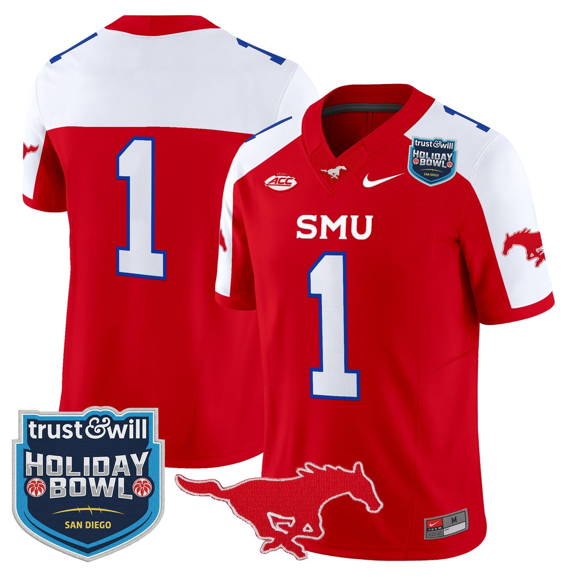 Men's SMU Mustangs 2026 Holiday Bowl Vapor Limited Jersey - All Stitched