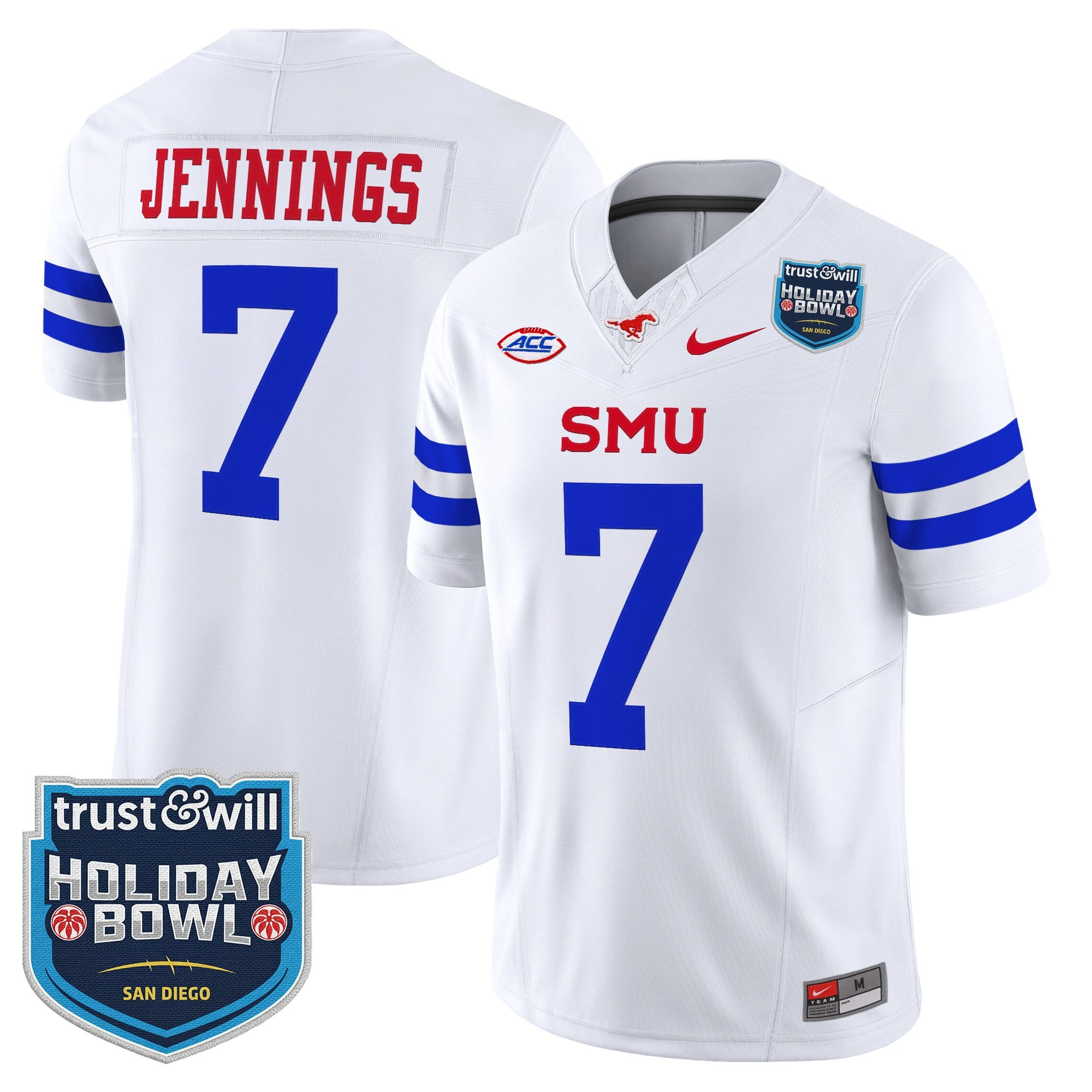 Men's SMU Mustangs 2026 Holiday Bowl Vapor Limited Jersey - All Stitched