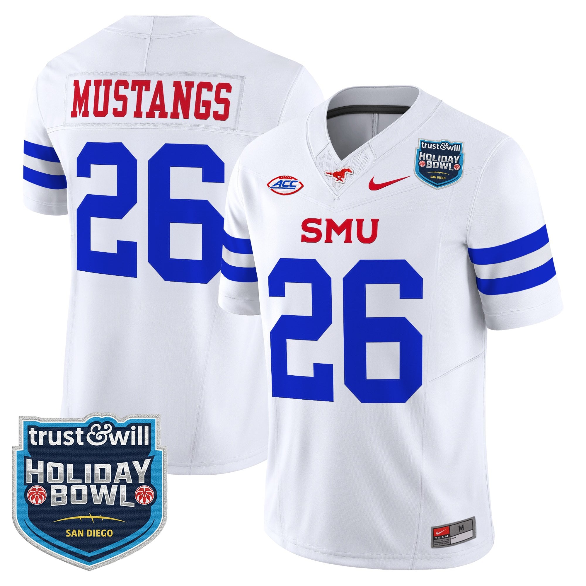 Men's SMU Mustangs 2026 Holiday Bowl Vapor Limited Jersey - All Stitched