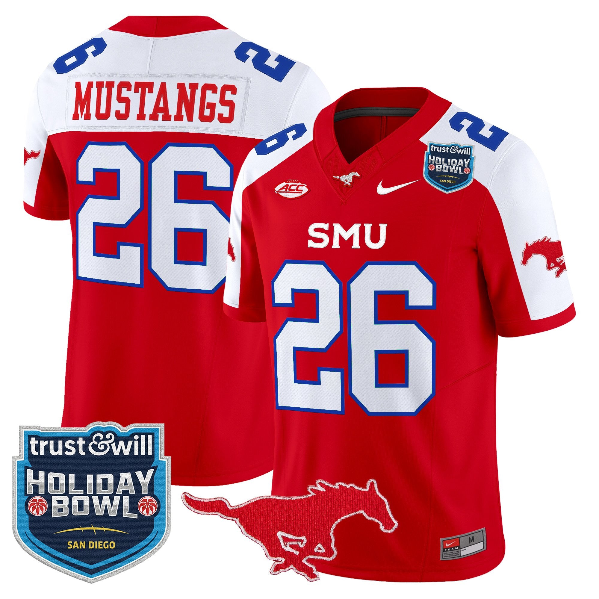 Men's SMU Mustangs 2026 Holiday Bowl Vapor Limited Jersey - All Stitched
