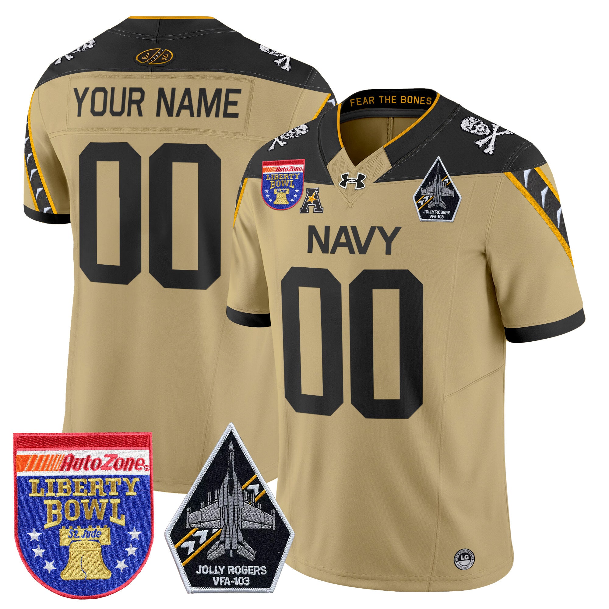 Navy Midshipmen 'Jolly Rogers Edition' Vapor Limited Custom Jersey - 2026 Liberty Bowl Patch - All Stitched