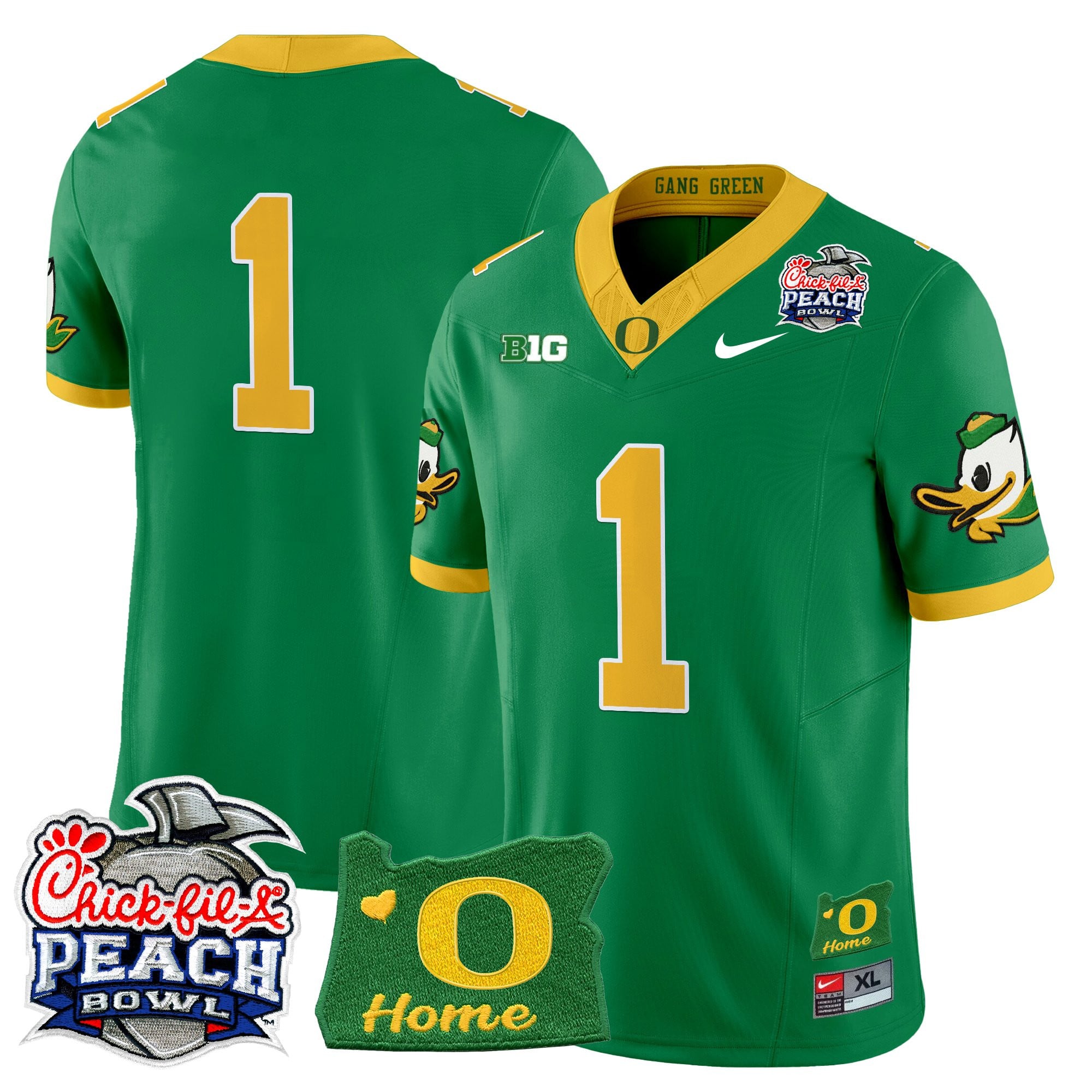 Men's Oregon Ducks 2026 Peach Bowl & Oregon State Patch Vapor Limited Jersey - All Stitched